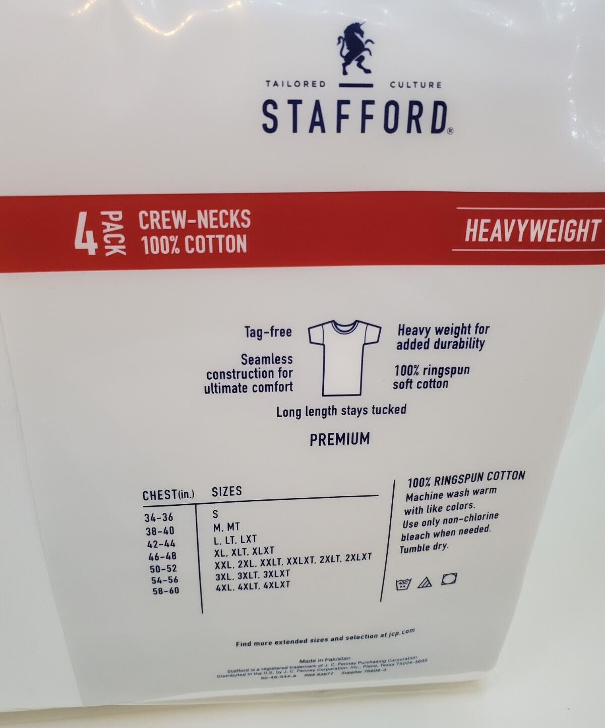 Stafford T Shirts Heavyweight 100% Cotton Crew Necks 2XL BIG & TALL (4-Pack) gallery