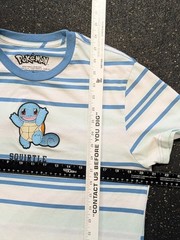 Pokemon Squirtle Embroidered Men’s Size L Multi Stripe Short Sleeve Shirt