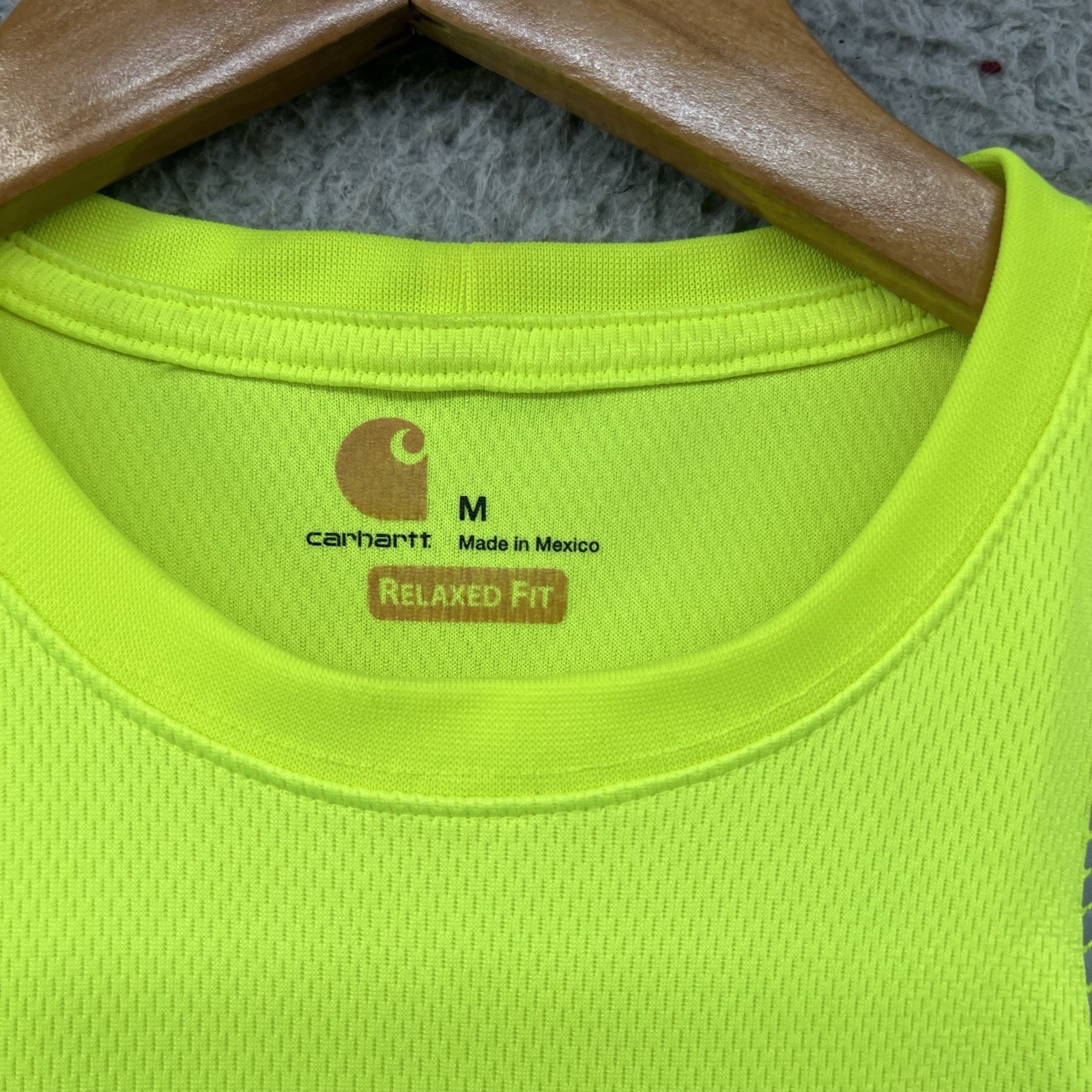 Carhartt Reflective Shirt Mens Medium Neon Yellow Pocket T High Visibility Work gallery