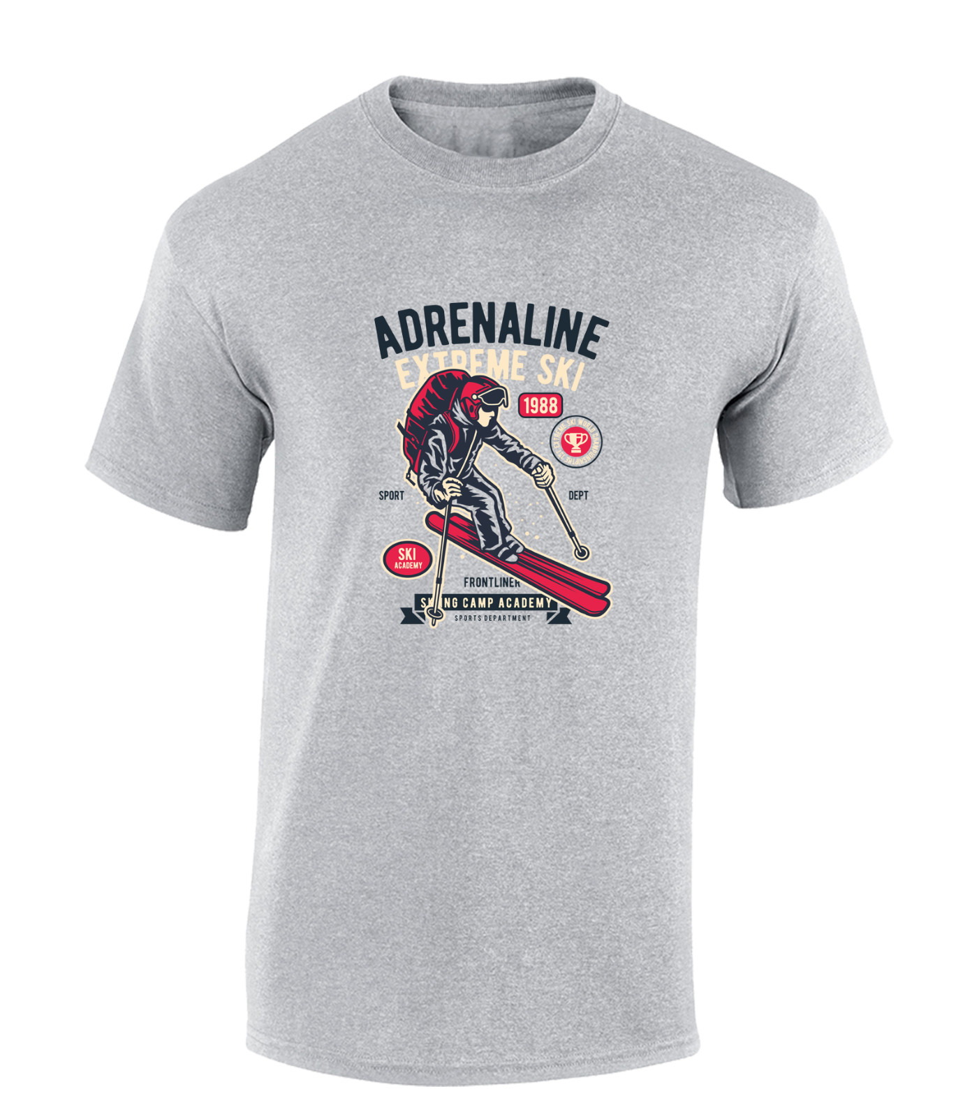 ADRENALINE EXTREME SKI MENS T SHIRT SKIING DESIGN COOL HOLIDAY CLOTHING GIFT TOP gallery