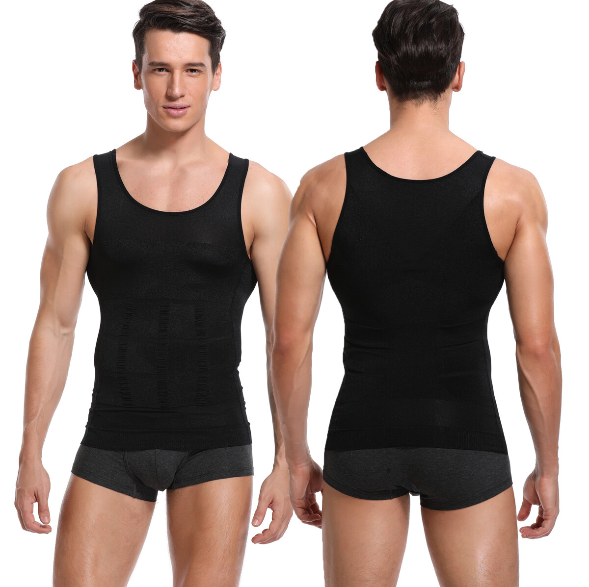 Mens Slimming Tummy Body Shaper Vest Compression T-Shirt Ultra Durable Tank Tops gallery
