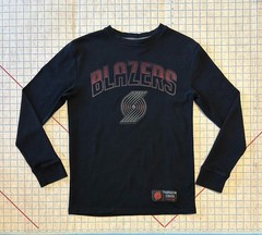 Waffle Knit T-Shirt Black Long Sleeve UNK NBA Portland Trailblazers Long Sleeve