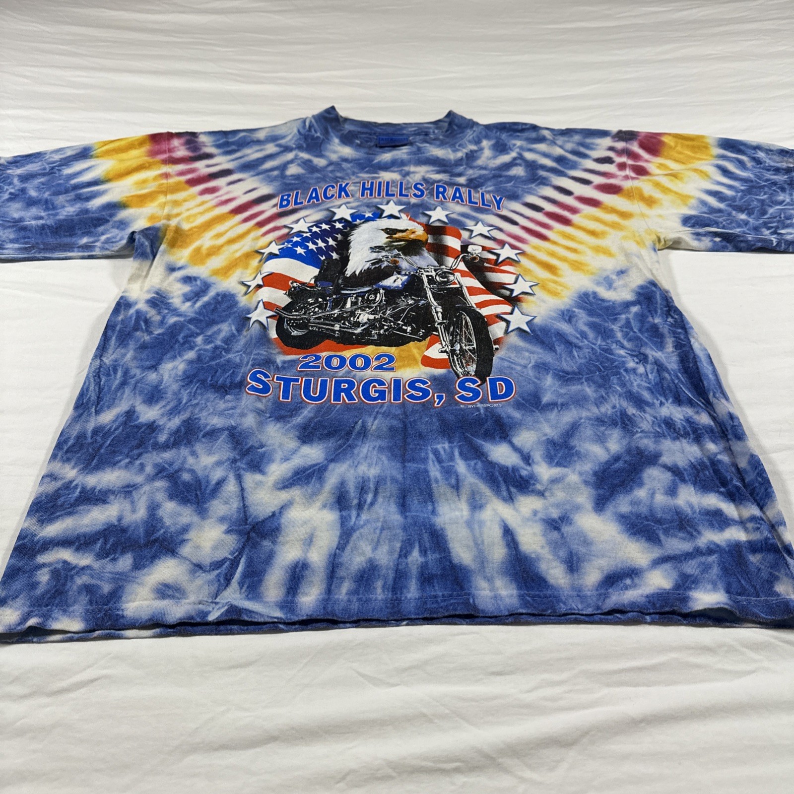Vintage Sturgis 2002 Black Hills Rally Motorcycle Eagle Harley TieDye Large T2K gallery
