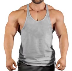 Camiseta Sin Mangas de Algodon para Hombre: Espalda en Y