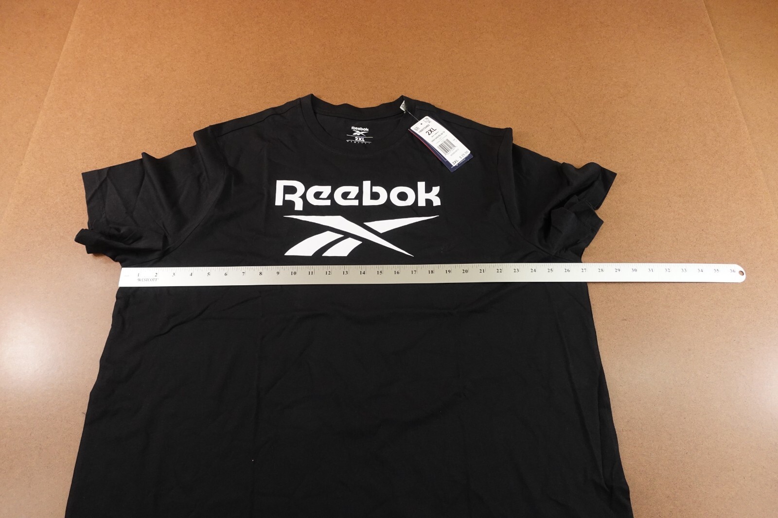 Reebok Mens 2XL Black White Identity Big Stacked Logo Short Sleeve T-Shirt NWT gallery
