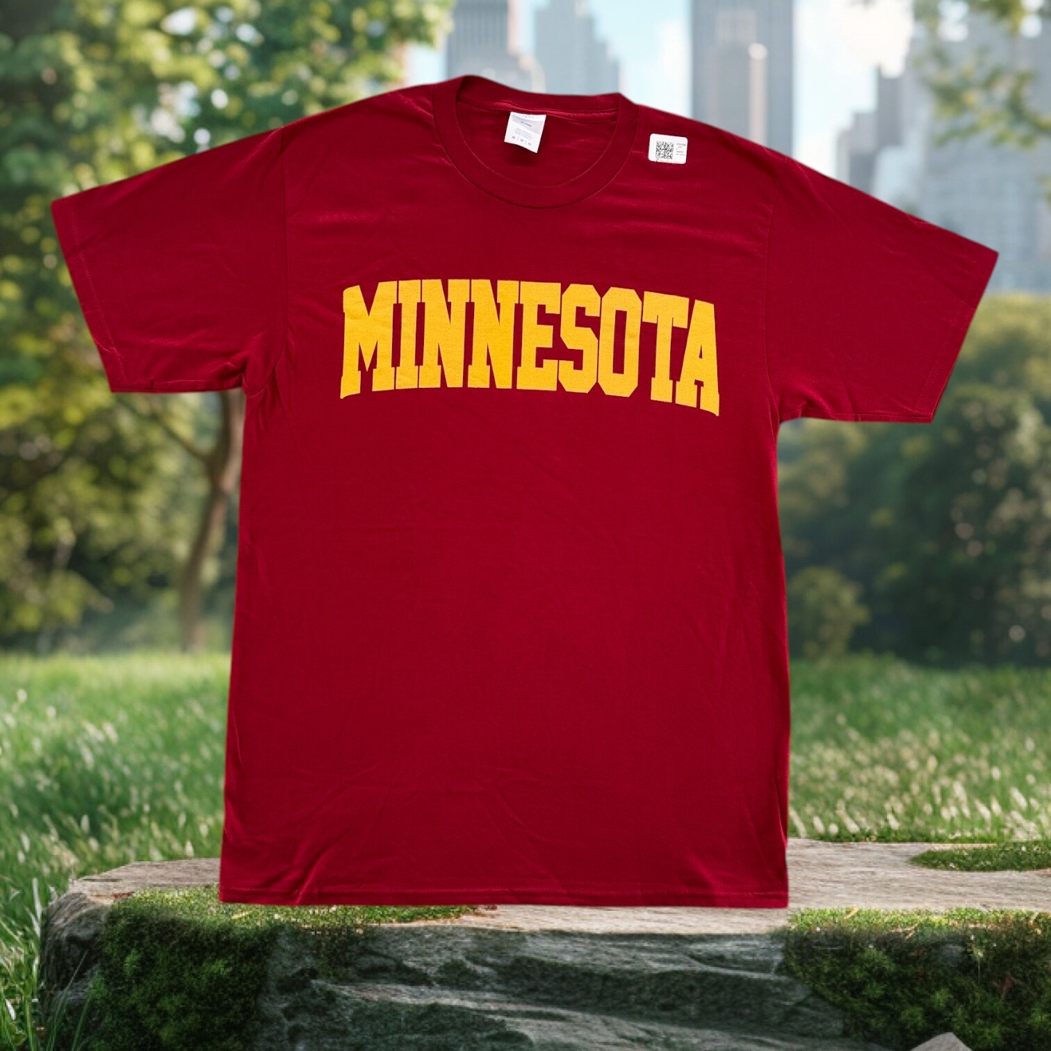 Port & Company Men’s Minnesota Tee T Shirt Cranberry Red Size Medium Yellow