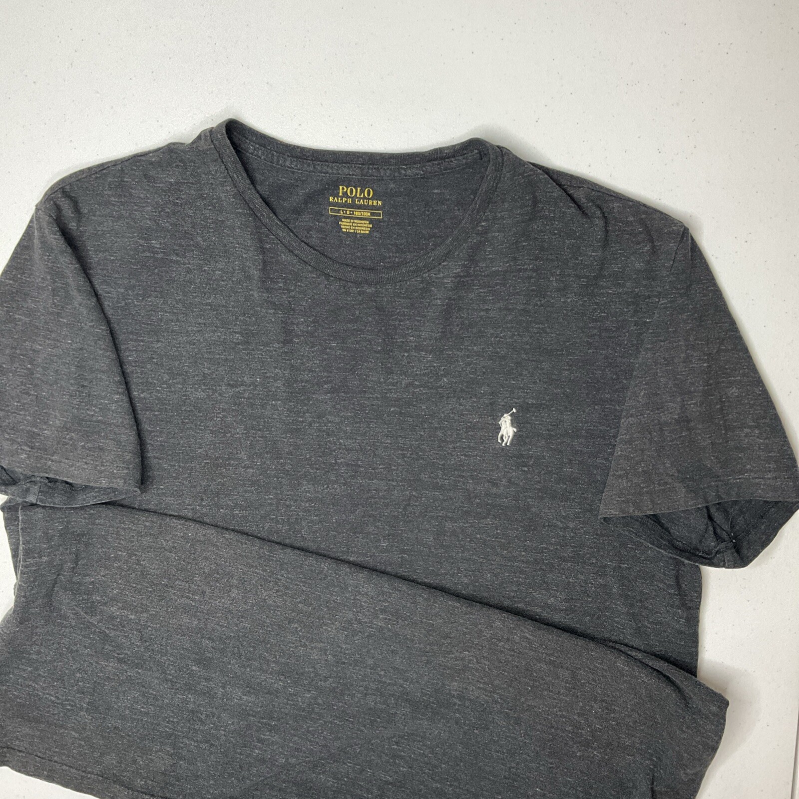 Polo Ralph Lauren Shirt Men Sz L Crewneck Short Sleeve Tee Charcoal Gray Pony gallery
