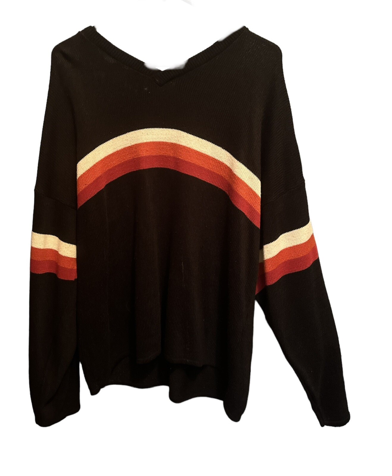 Rare 90’sVintage Utility Brand Black Knit Crew Neck Sweater Men Striped BlackXL gallery