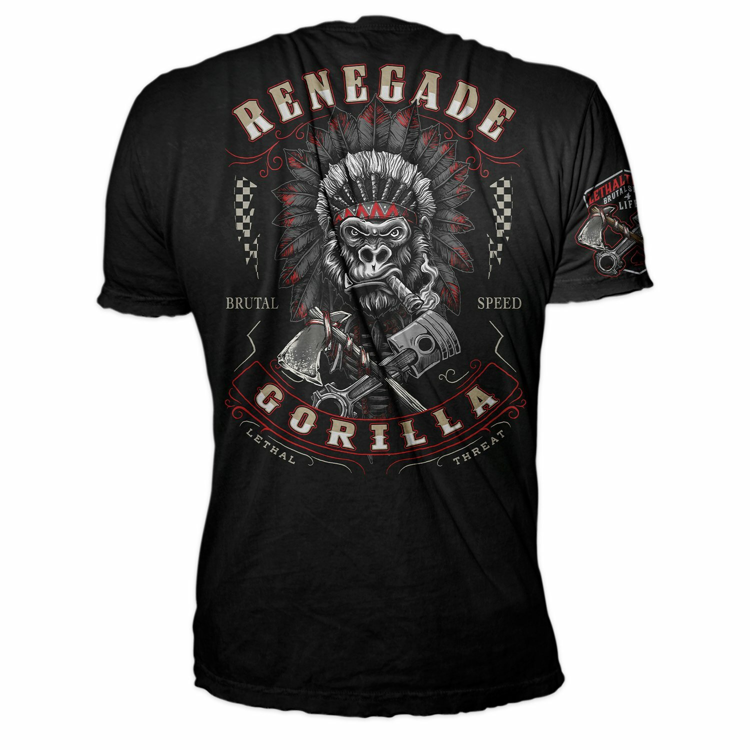 Lethal Threat Vintage Velocity Renegade Gorilla Motorcycle Biker T Shirt VV40164