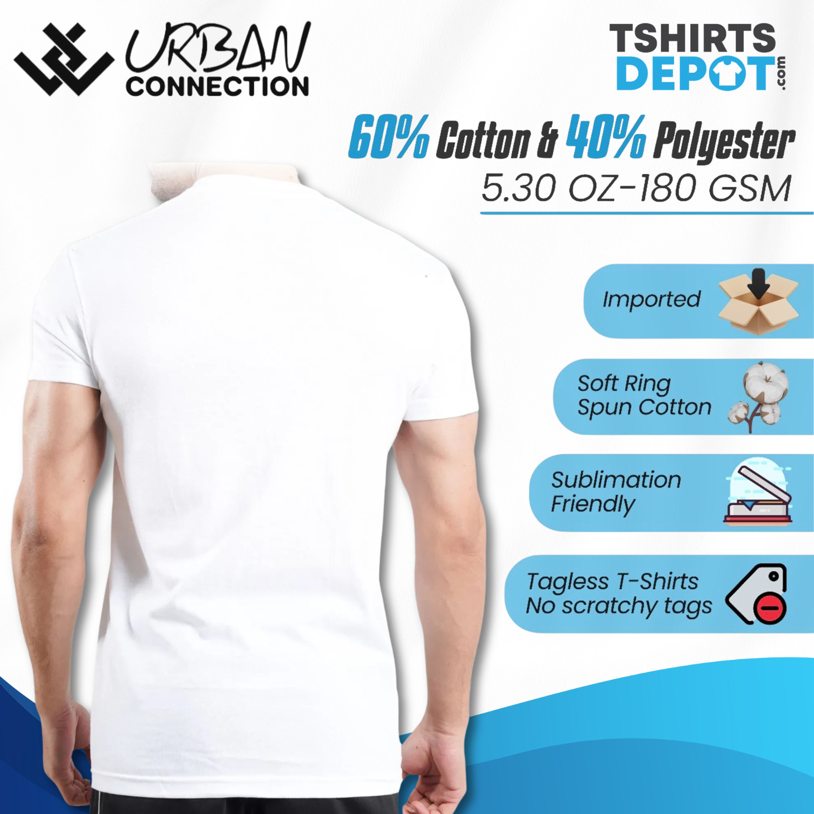 Pack of 12 Shirts | White Crew Round Neck T-Shirt | Urban Connection | Small-6XL gallery