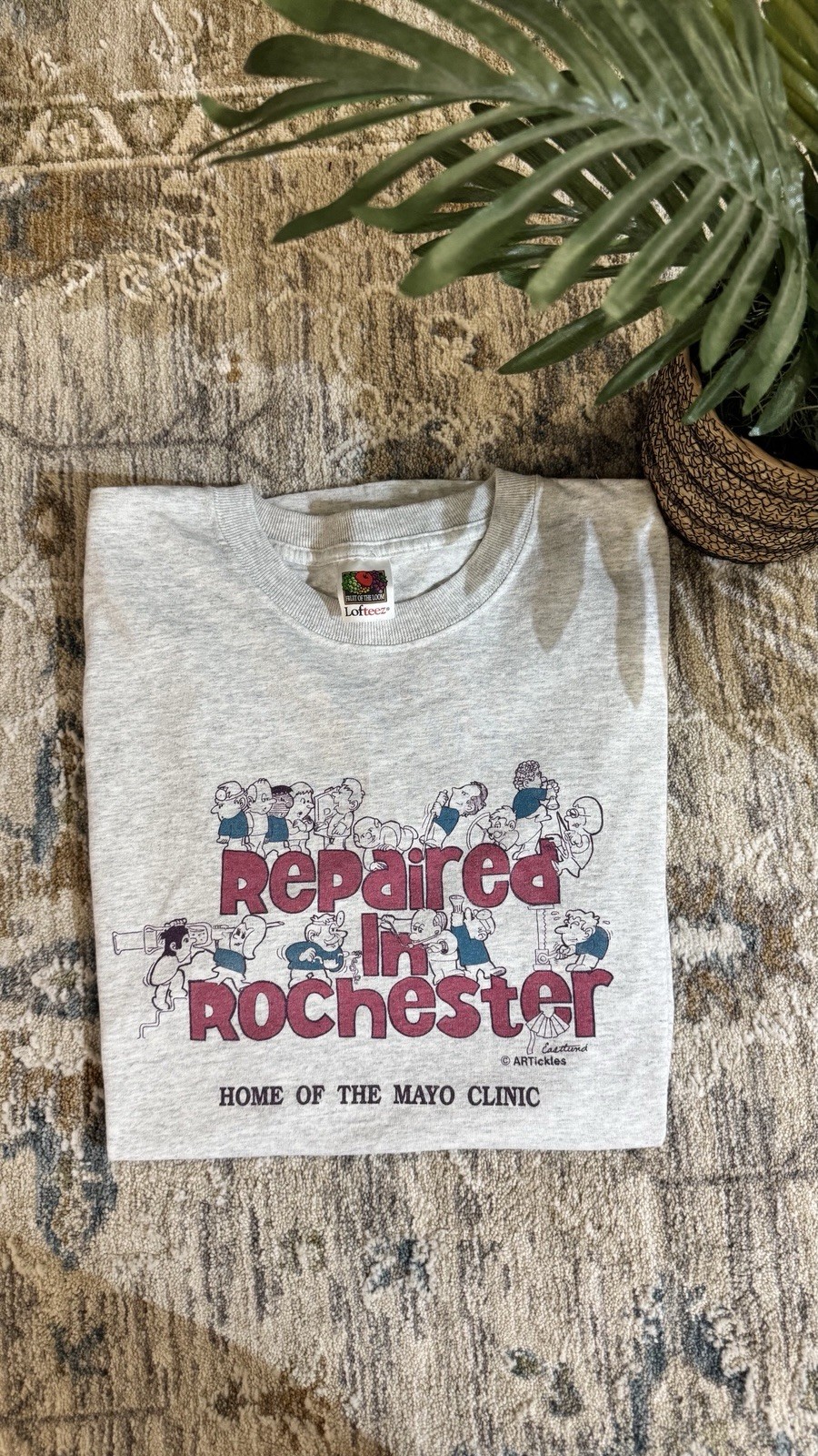 Vintage Fruit of the Loom Lofteeze Gray Cartoon Graphic Tee Men’s M Cotton Crew gallery