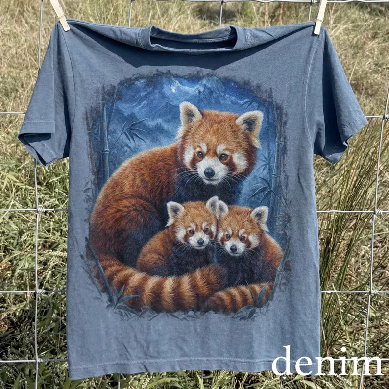 Vintage Red Panda Family Comfort Tee Soft Shirt Gift Animal gallery