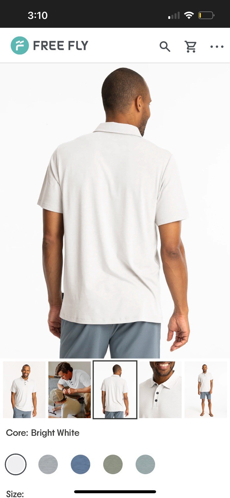 Free Fly Men’s Bamboo Flex Polo || T Shirt (MFXPOL-022-L) Size Large Color White gallery