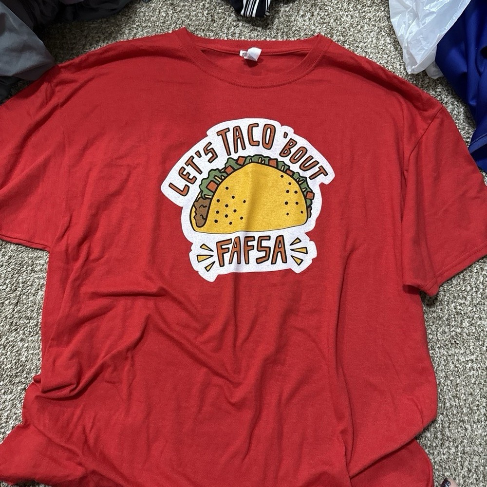 Red Funny Taco Graphic Print Short Sleeve Crew Neck Knit T-Shirt Unisex XL