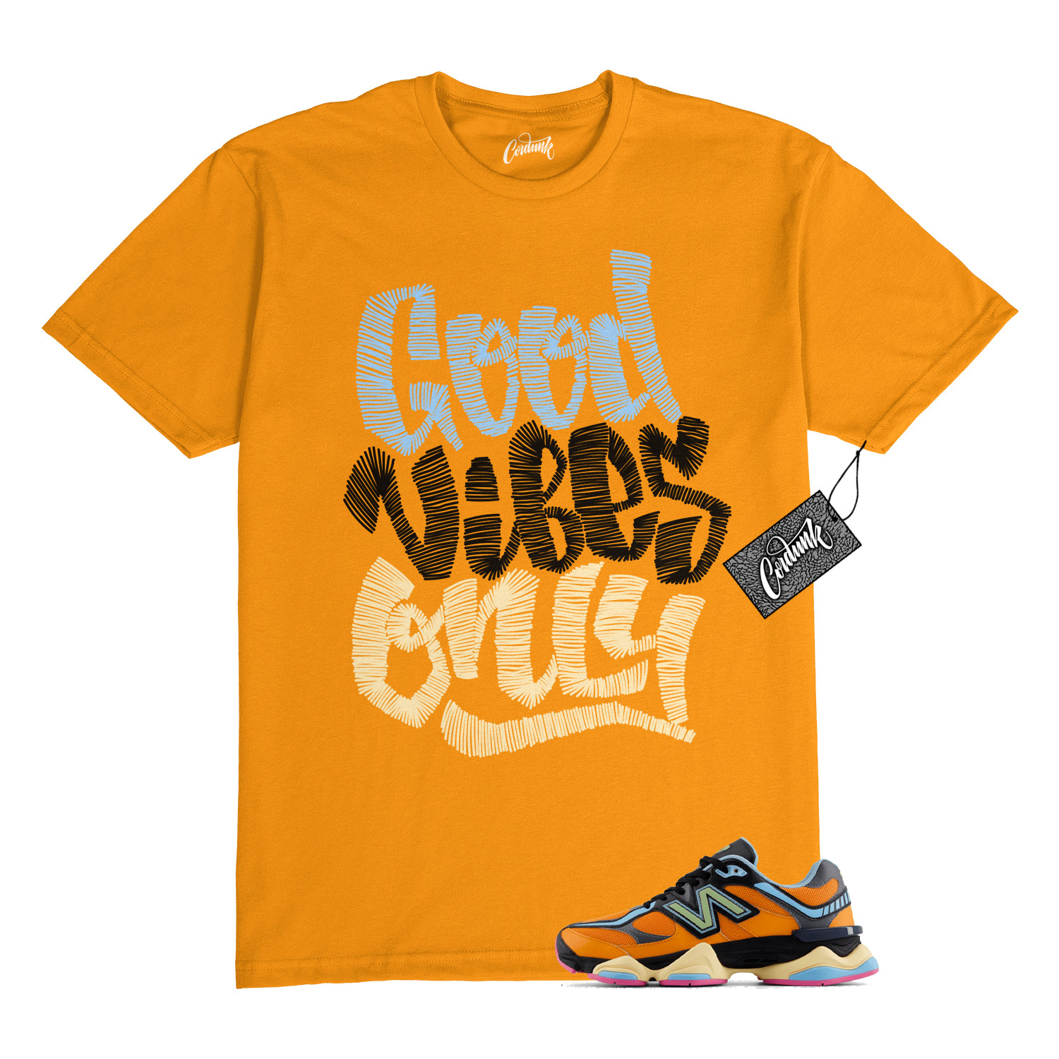 9060 Sun Glow Team Sky Blue Orange Black T Shirt to Match GVO gallery