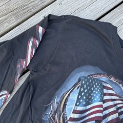 Hot Leathers Graphic Biker Long Sleeve American Patriotic T Shirt Mens Lg Black