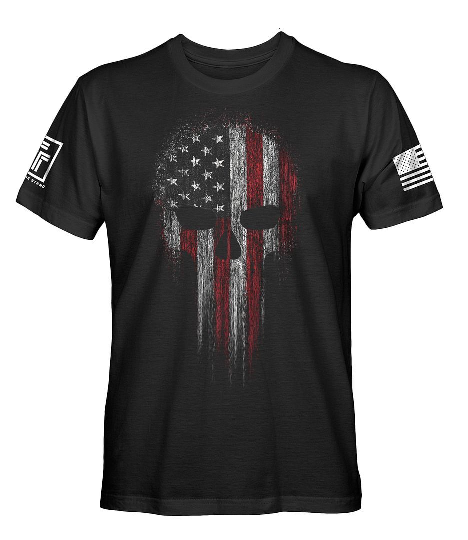 USA American Military Skull Flag Patriotic T-Shirt gallery