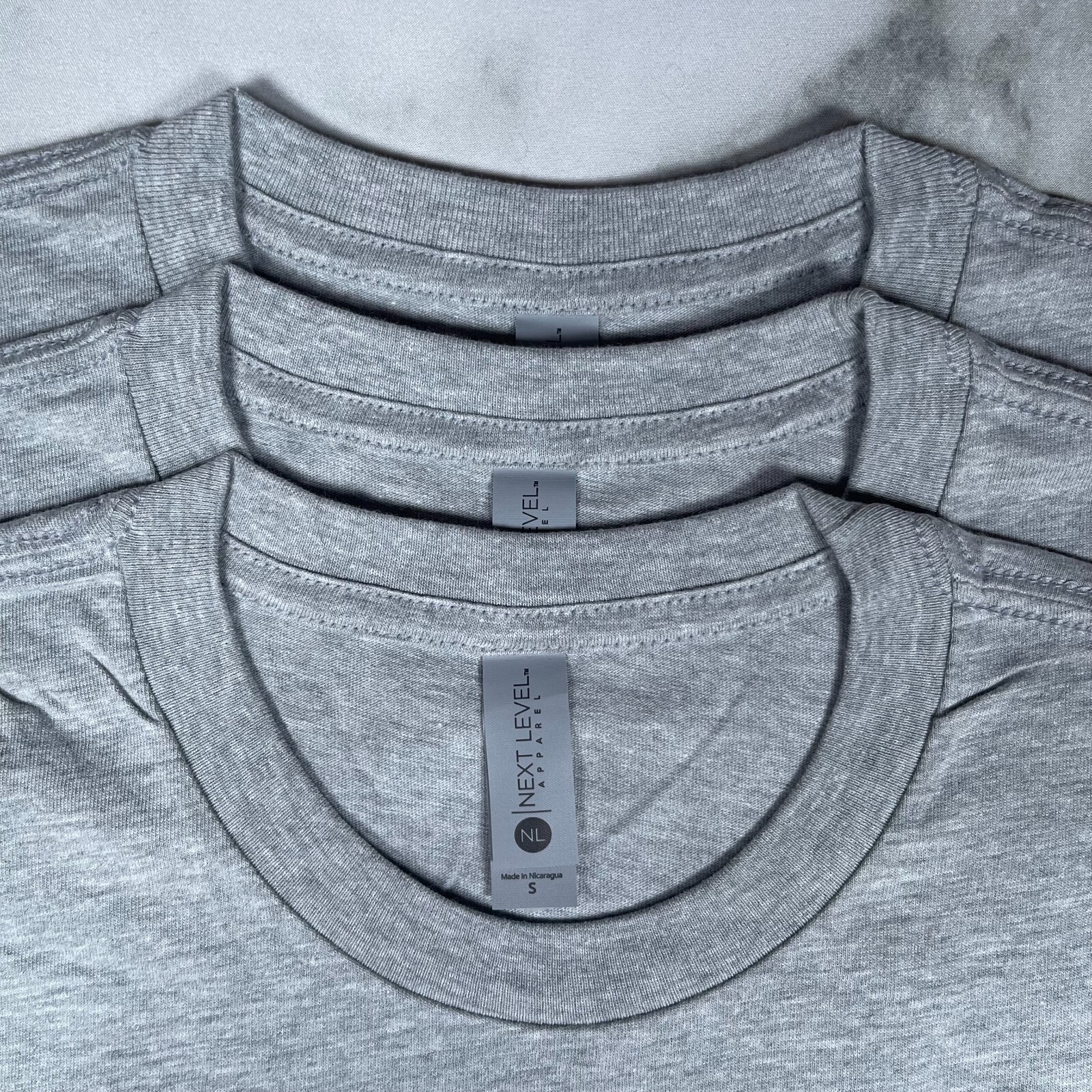 Lot of 3 Next Level Unisex Premium Gray TShirts Plain Super Soft US Size S gallery