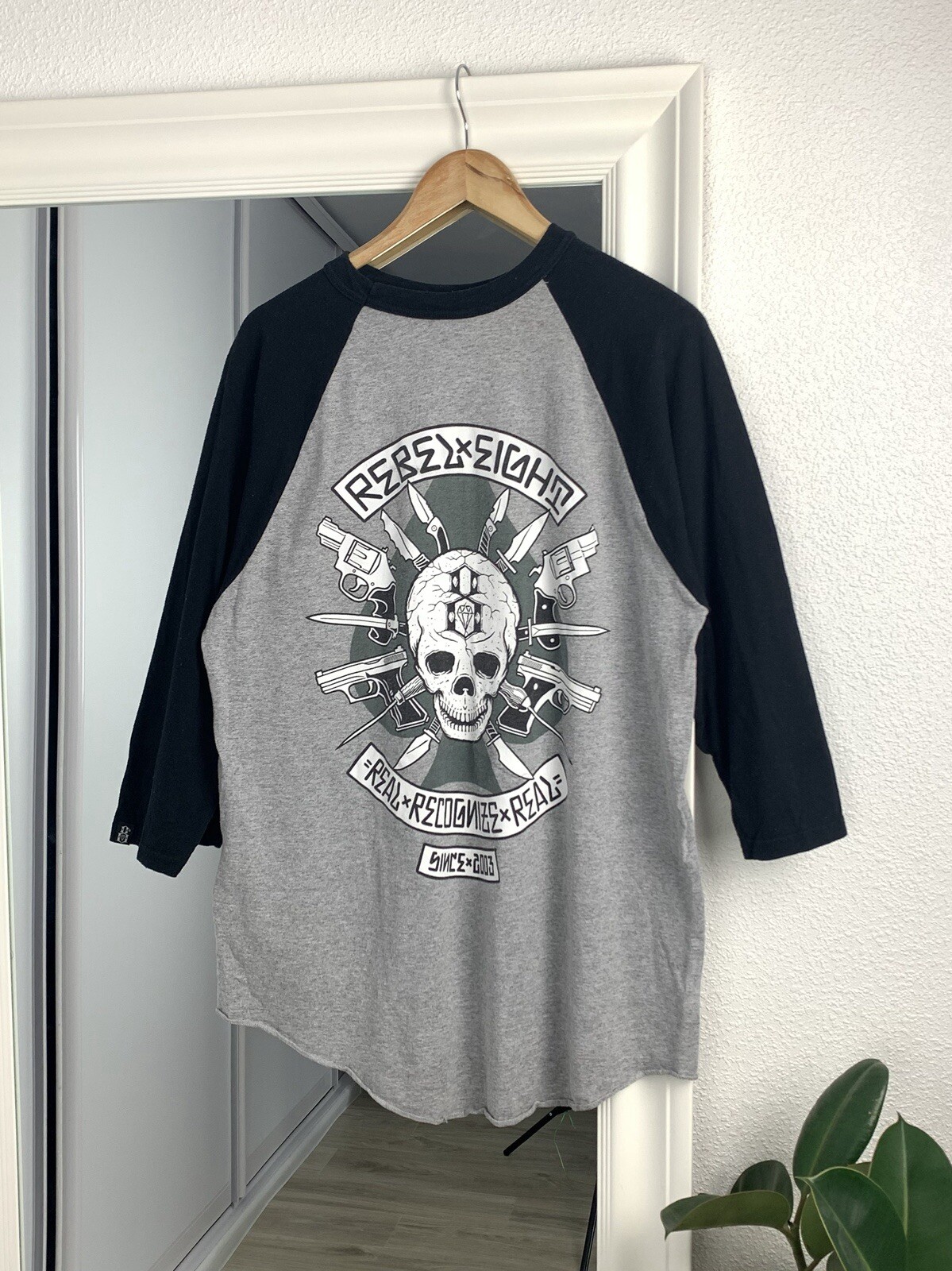 Vintage Rebel Eight Rebel 8 Long sleeve T-Shirt Tee Sculls gallery