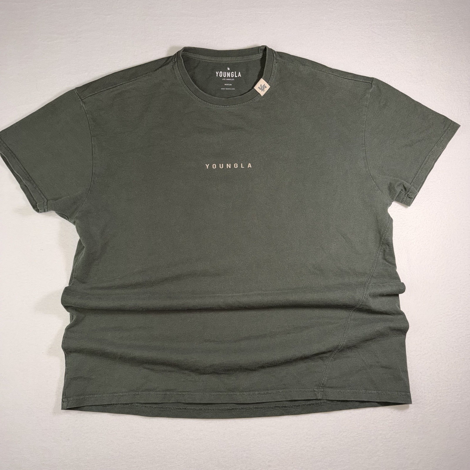 YoungLA T Shirt Mens Medium Green Graphic Logo Athletic Gym Streetwear Tee gallery