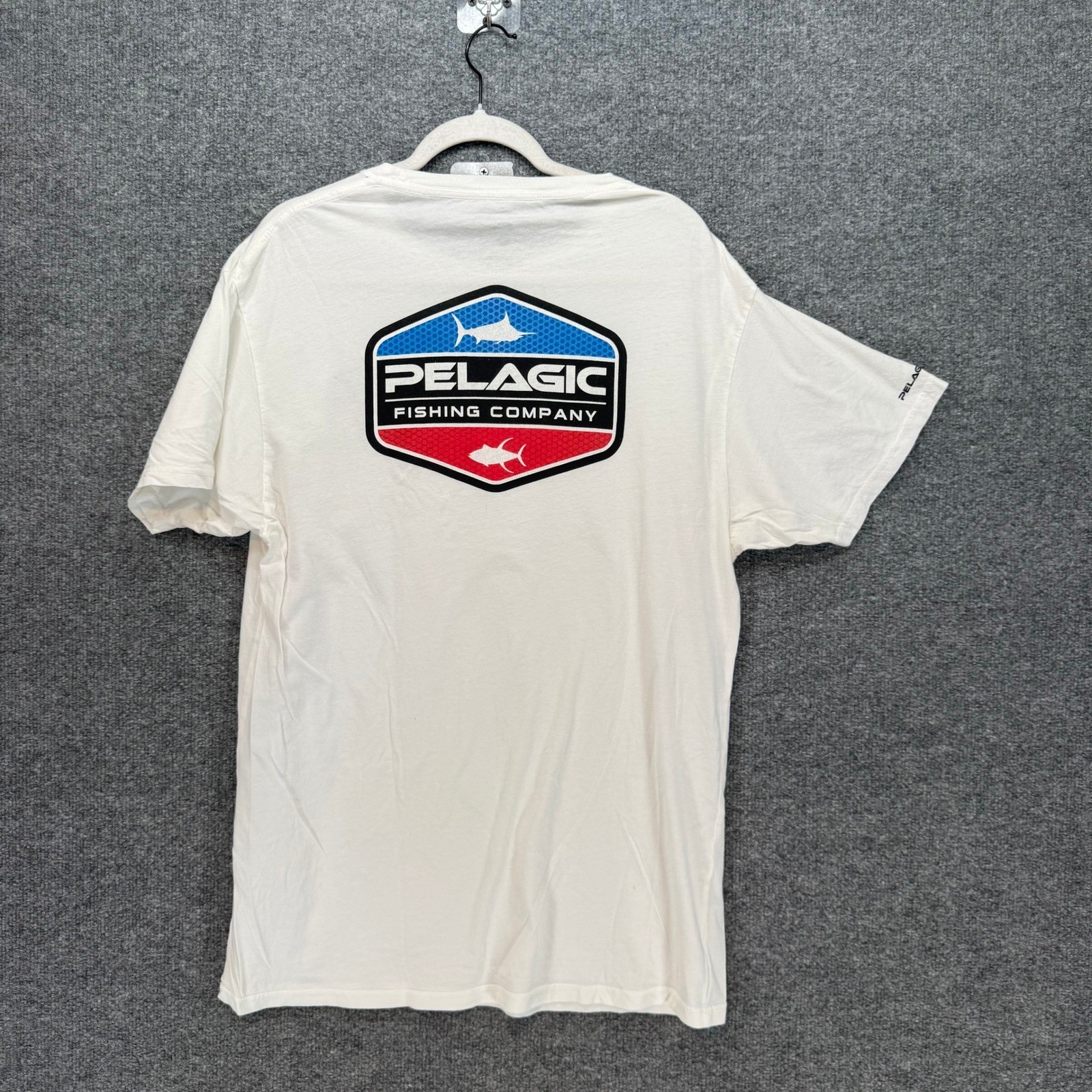 Pelagic Tshirt Mens Large White Fishing Company Graphic Logo Saltwater Tee