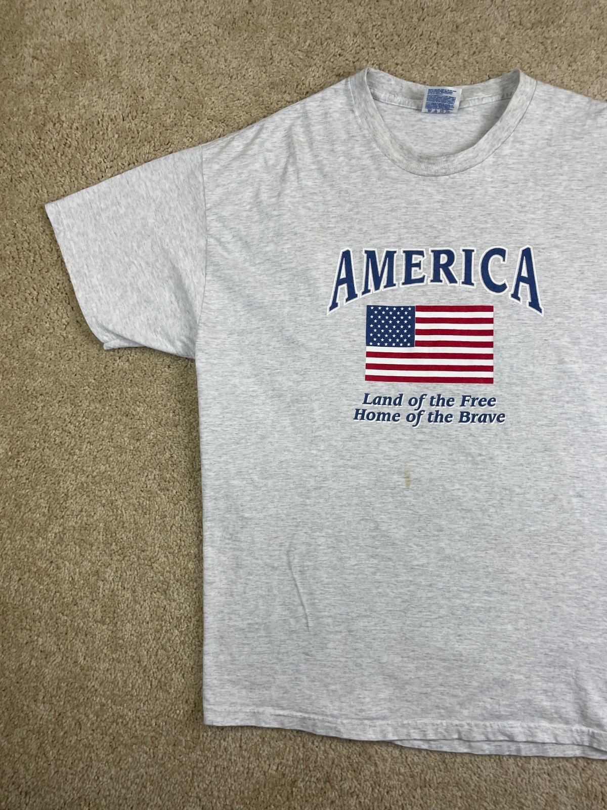 Vintage Hanes T-Shirt Mens XL America Land of the Free Home of the Brave Gray gallery