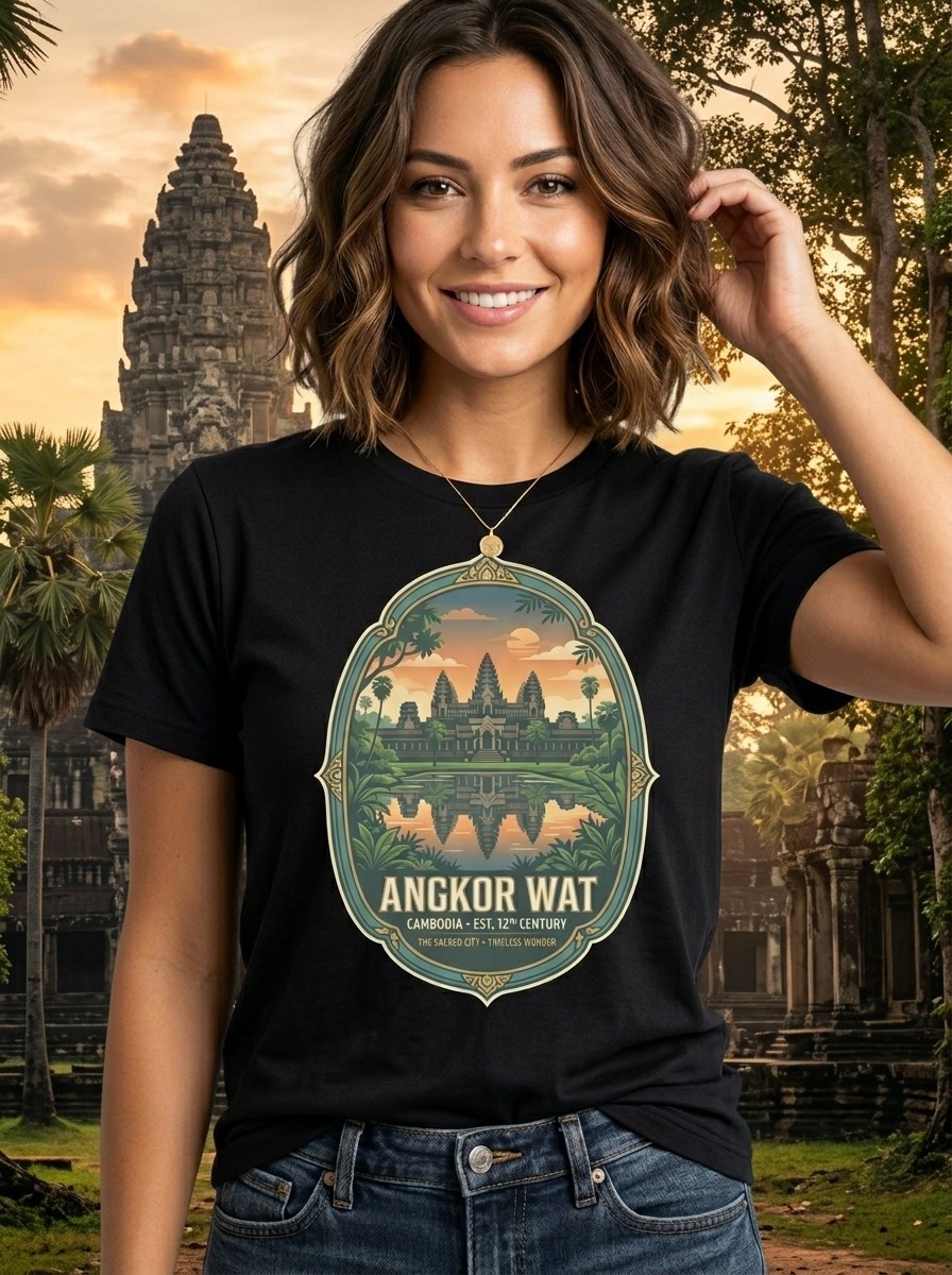 Angkor Wat Cambodia Temple Graphic T-Shirt Travel Unisex Tee gallery