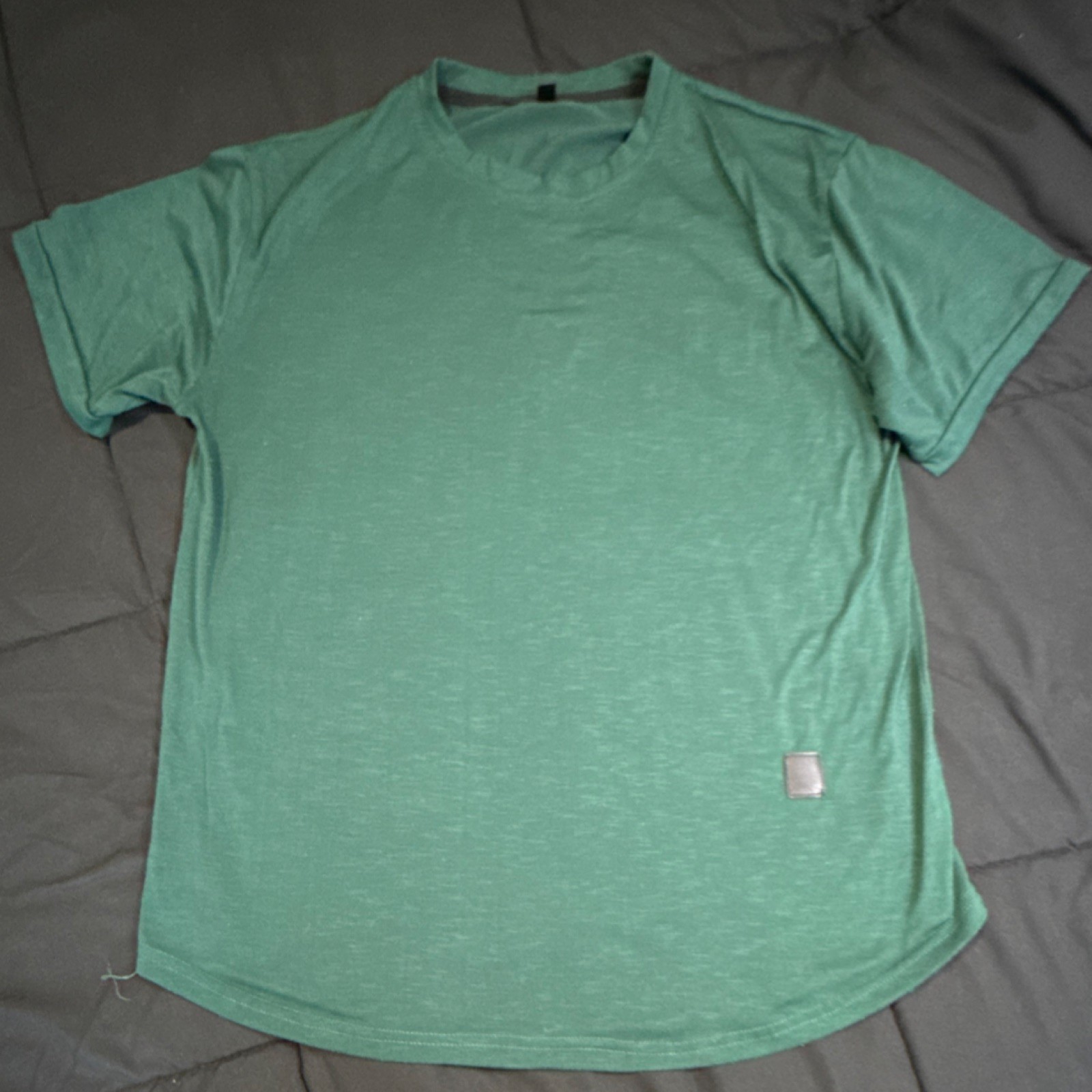 Men’s Green Knit Crew Neck Cotton Spandex Polyester T-Shirt Short Sleeve Regular