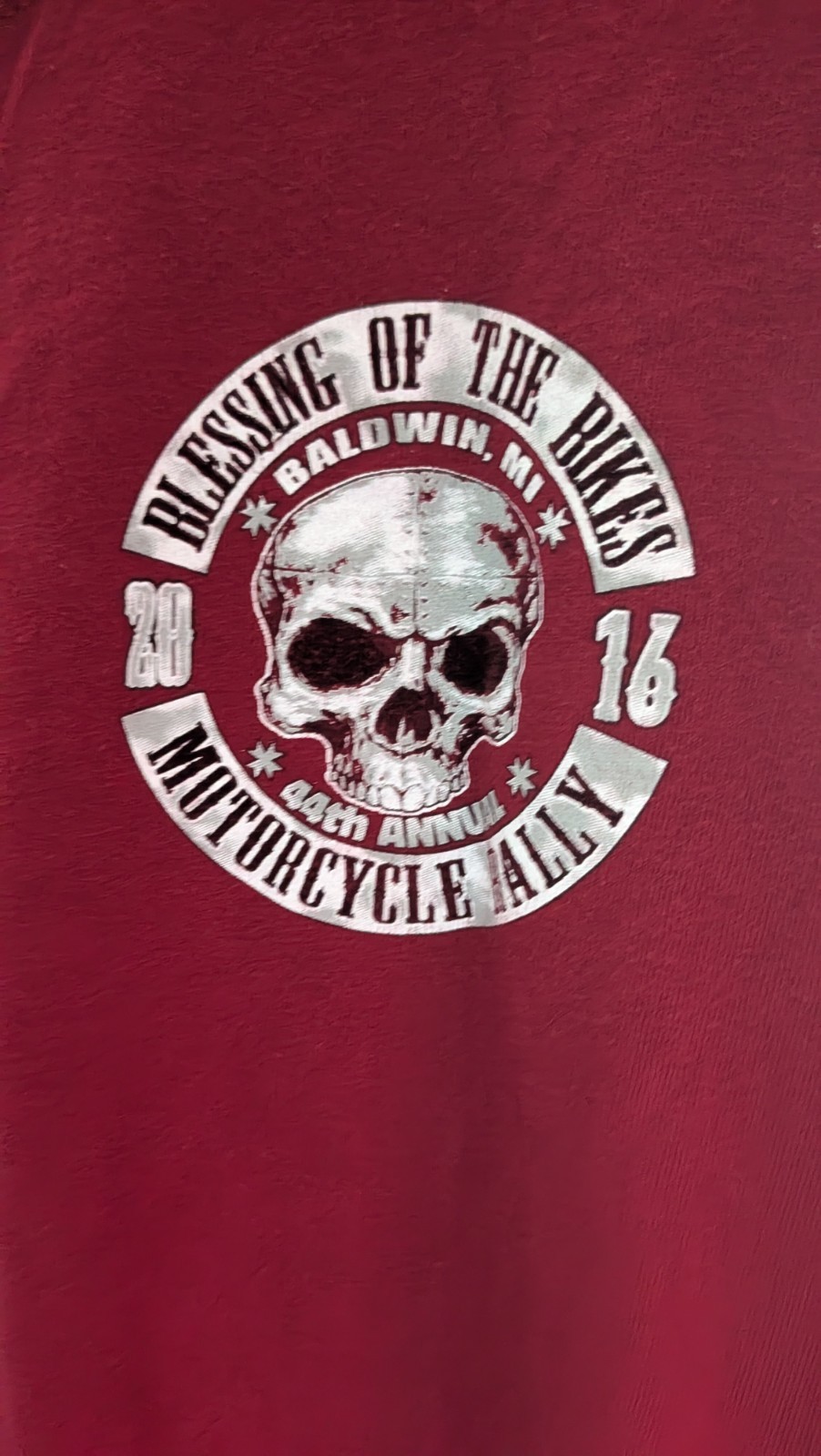 Blessing of the Bikes 2016 44th Annual Motorcycle Rally T-Shirt Crimson Red Larg gallery