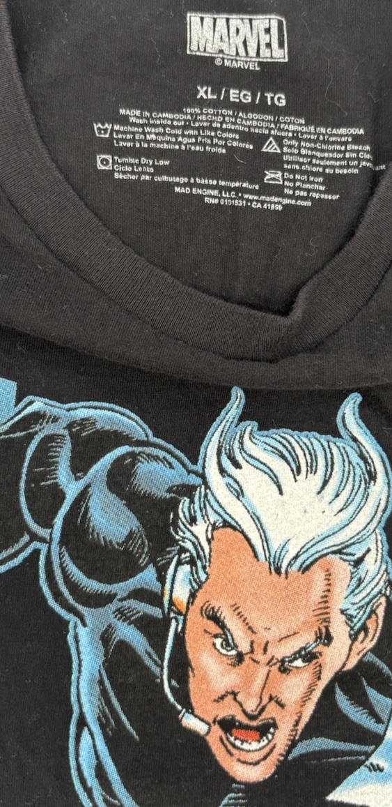 Marvel Quicksilver Men's XL Black Graphic Crew Neck T-Shirt Superhero Summer gallery