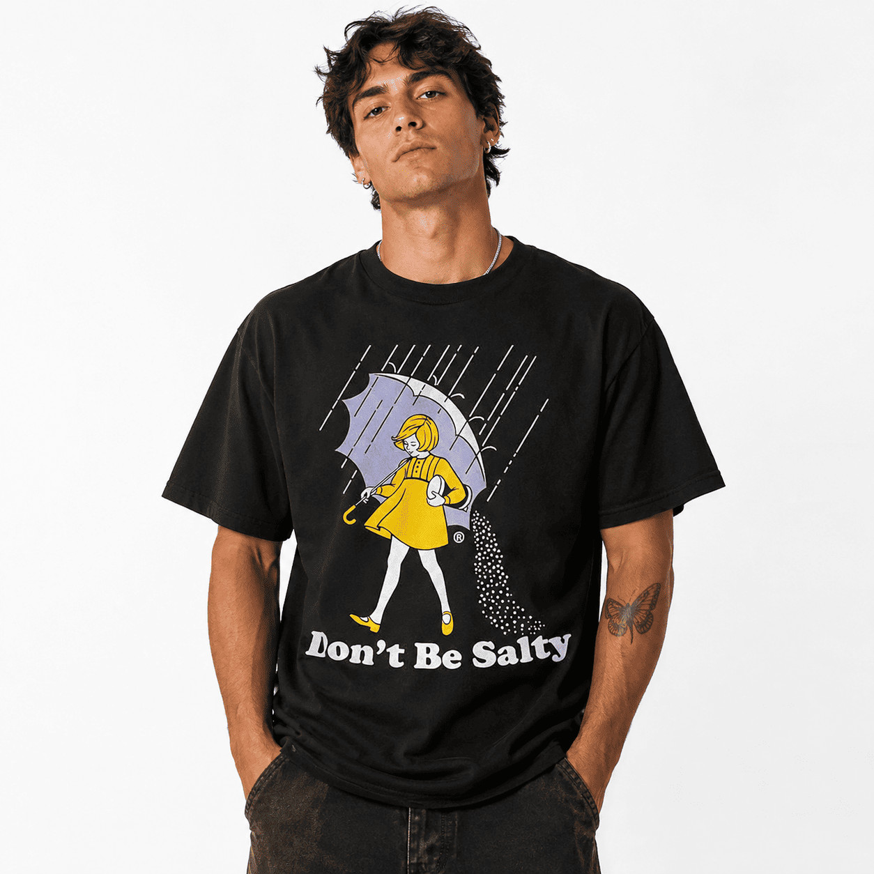 Don't Be Salty Funny Humor Graphic T-Shirt Cute Rain Girl Sarcastic Joke Tee gallery