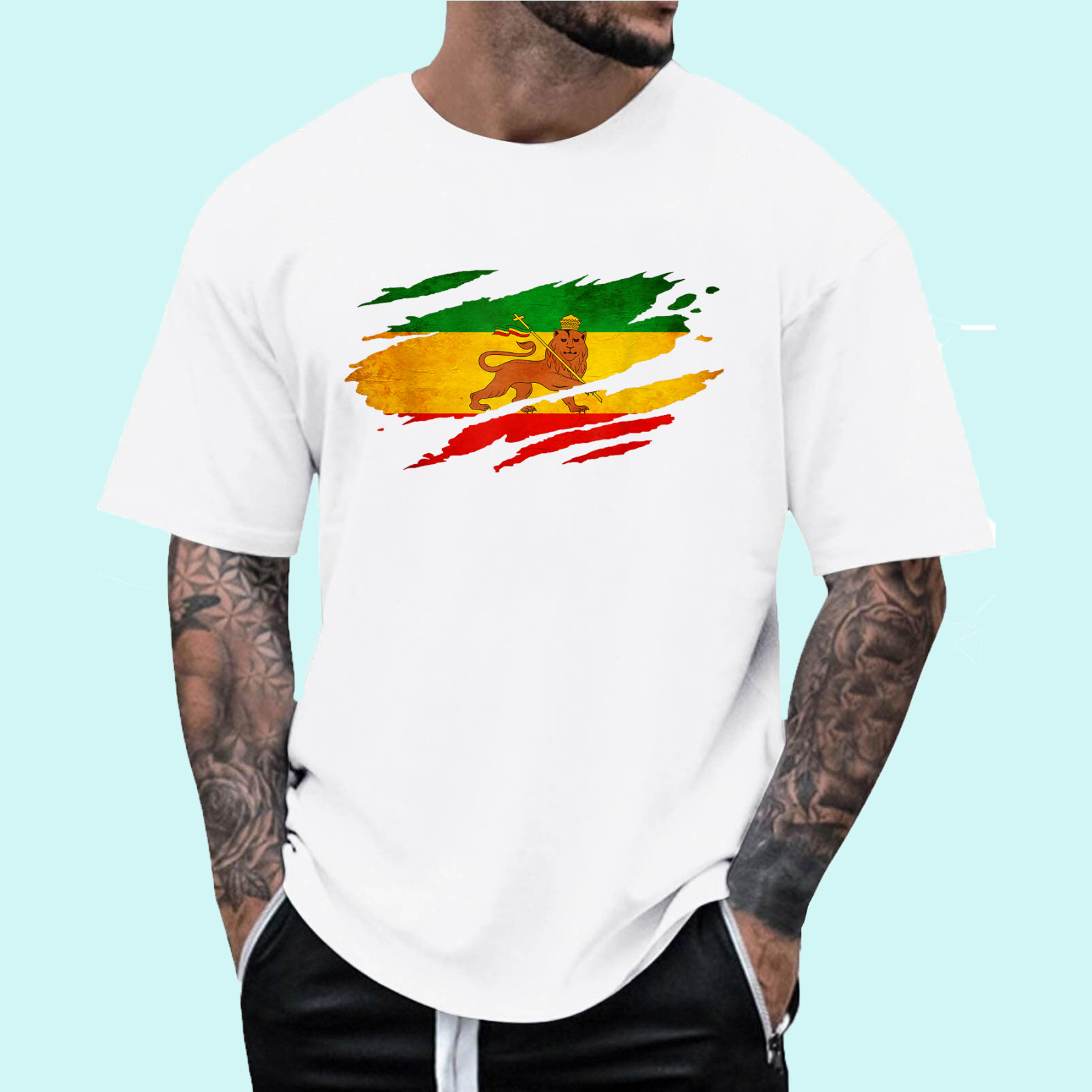 Vintage Old Ethiopia Flag Shirt Lion Judah Rasta Reggae T-Shirt gallery