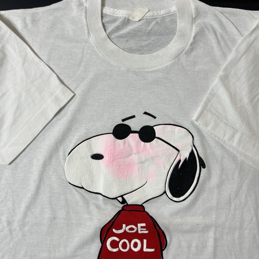 Vintage Joe Cool New York Tshirt Single Stitch Size M White Puff Print Snoopy