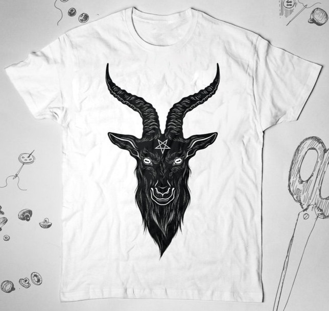 Satan shirt Goth Occult Tee Guy Animal Goat Gothic Baphomet Pentagram Unisex Tee gallery