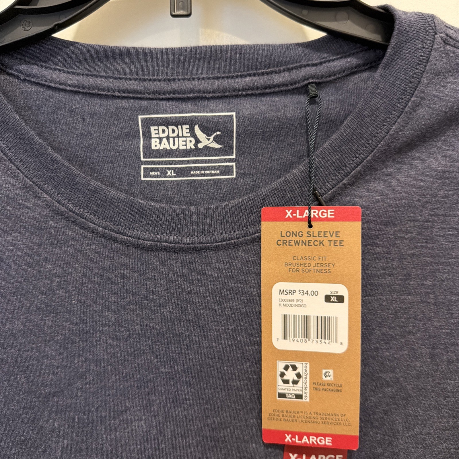 Eddie Bauer Men’s Blue Long Sleeve XL Tshirt NWT gallery