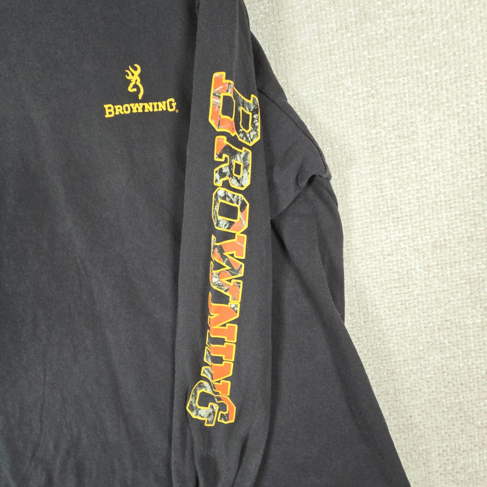 Browning Mens 2XL Black Long Sleeve Camo Logo Graphic T-Shirt Cotton Hunting Tee gallery