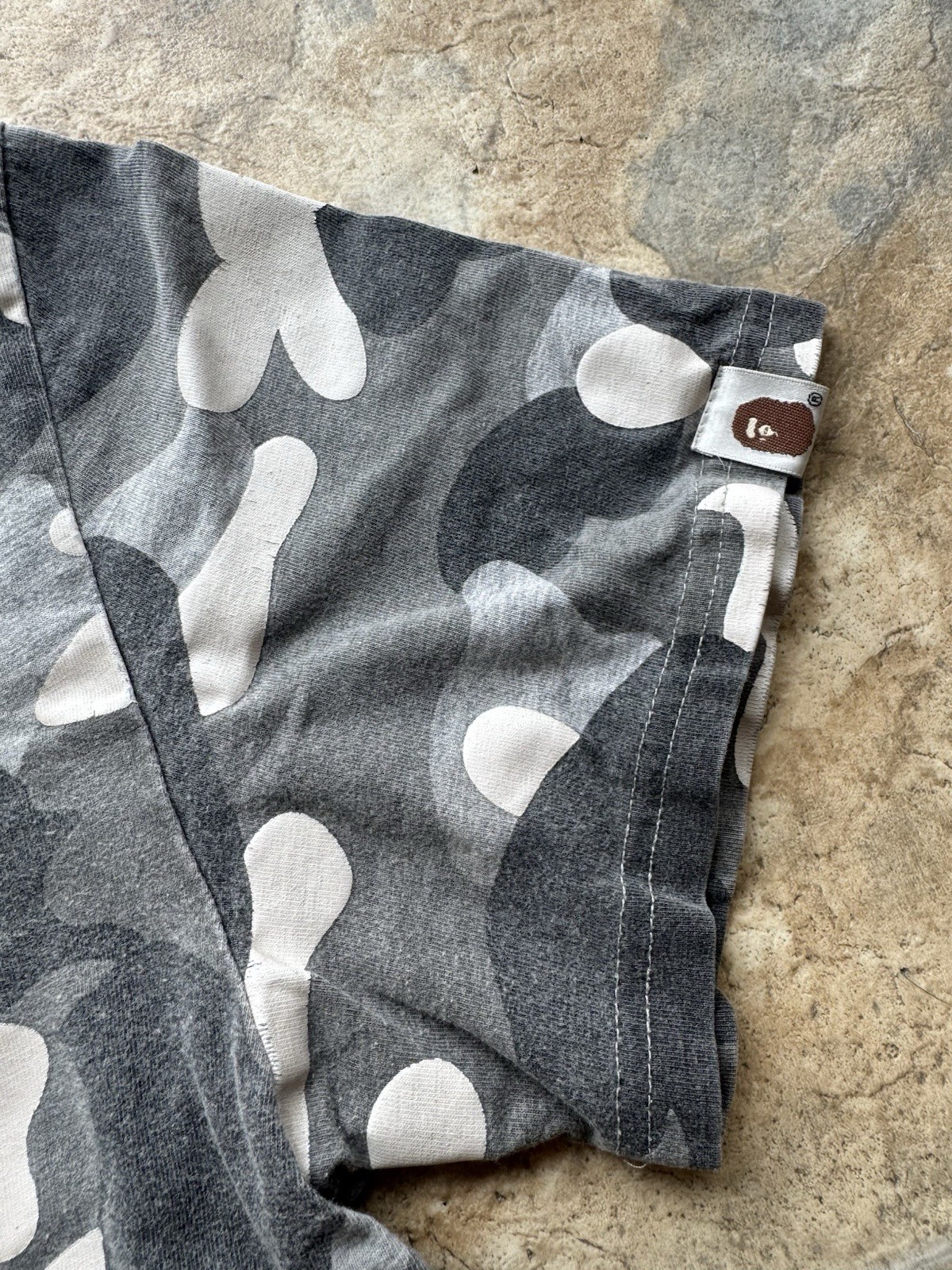 A Bathing Ape BAPE Men’s Gray Camo Shark Graphic T-shirt gallery