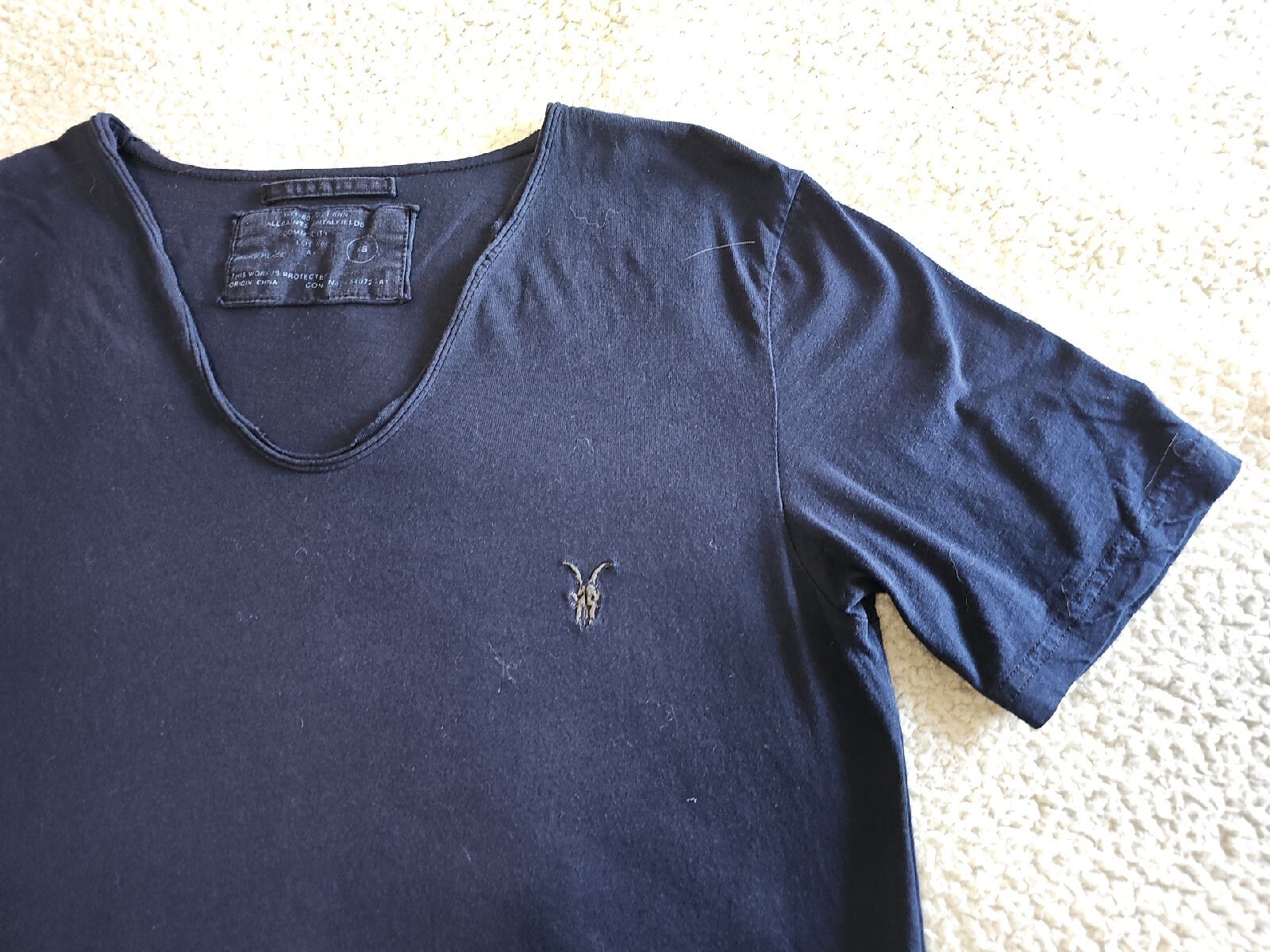 ALLSAINTS Spitalfields Jacks Place Blue S/S Tonic Scoop Neck Shirt Sz XS gallery