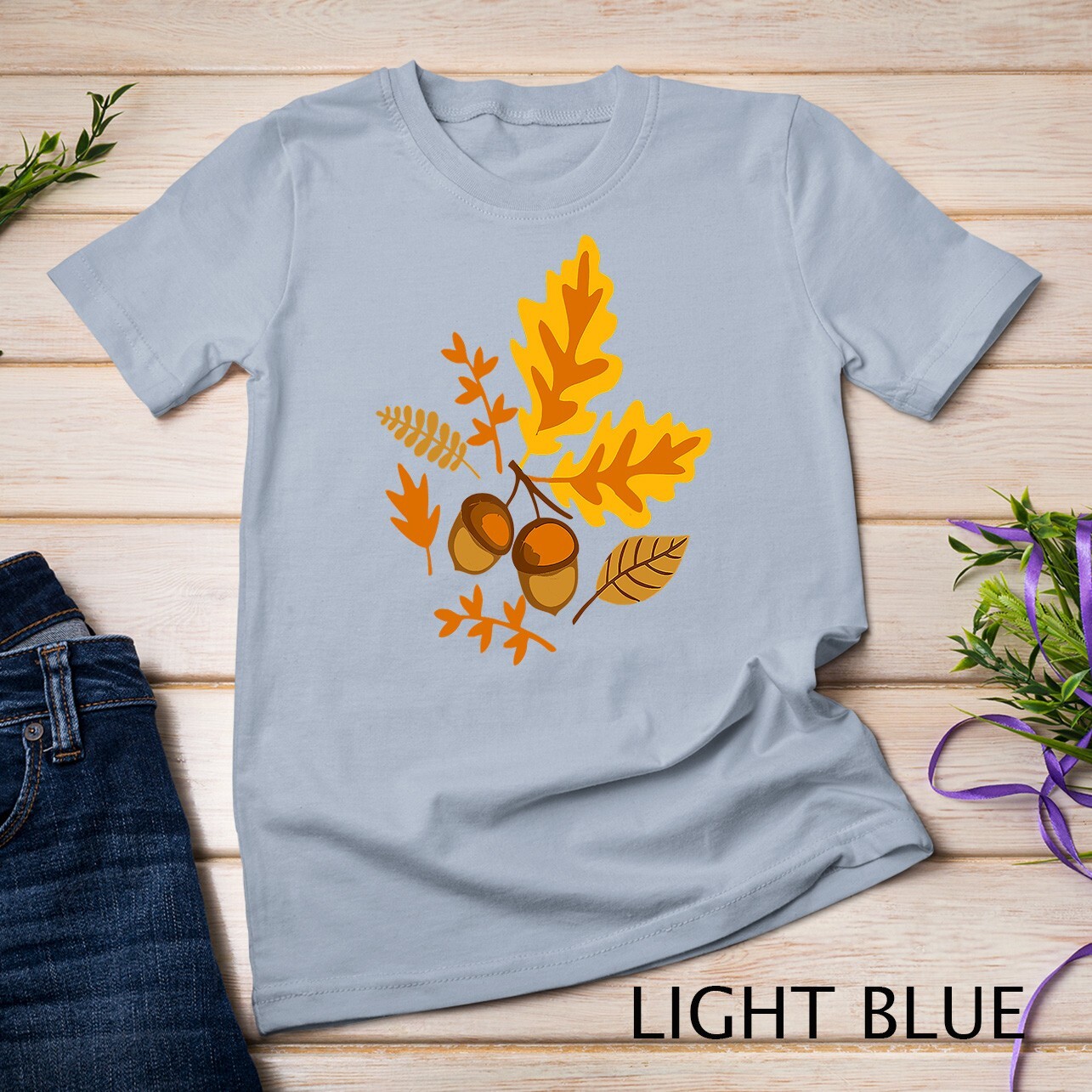 Autumn Leaves and Acorns Fall for Women Thanksgiving Cute Unisex T-shirt gallery
