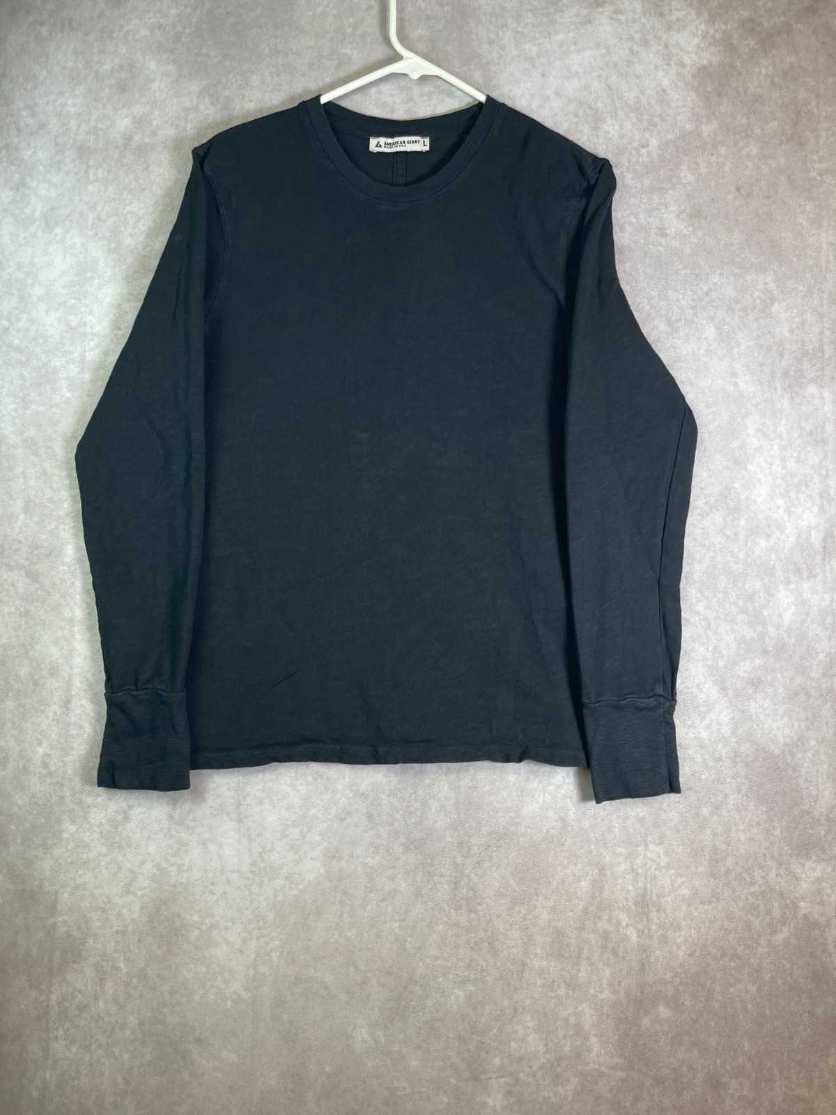American Giant Shirt Adult Large Black Long Sleeve Plain Tee Cotton Casual USA