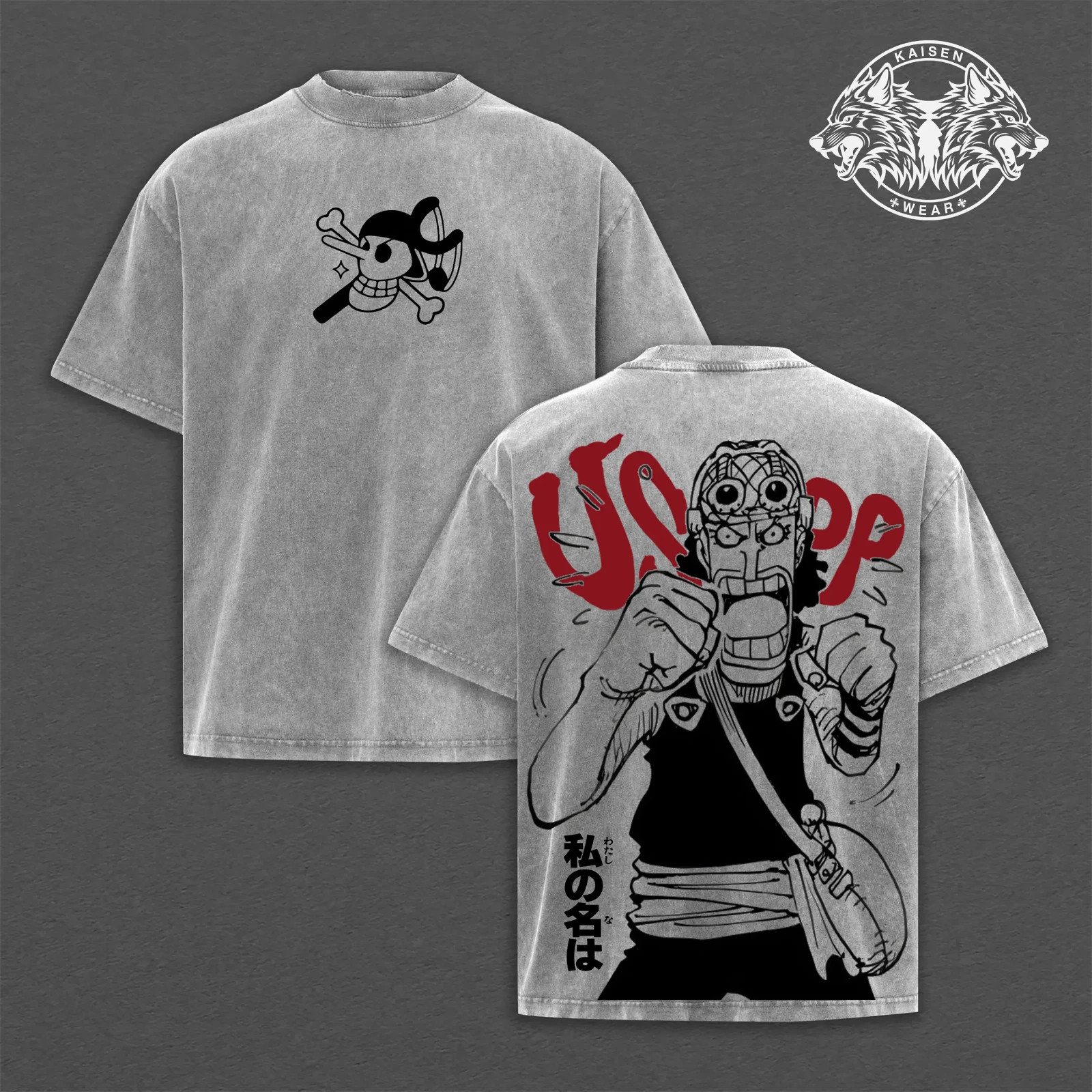 Usopp OP Anime Vintage Acid Wash Streetwear Collection: Oversized Graphic TShirt gallery