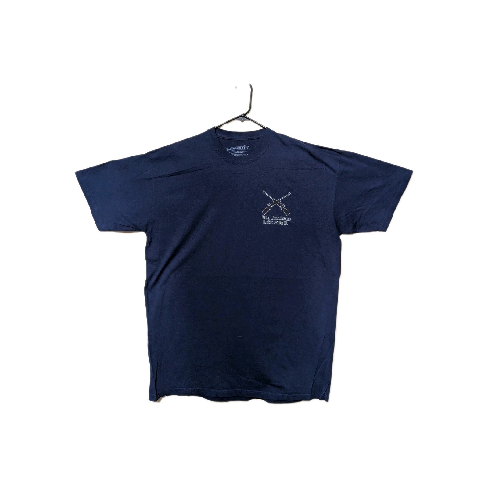 The Mountain Men's T-shirt Blue Red Dot Arms POB Retired Logo 2XL #1398 NWOT gallery