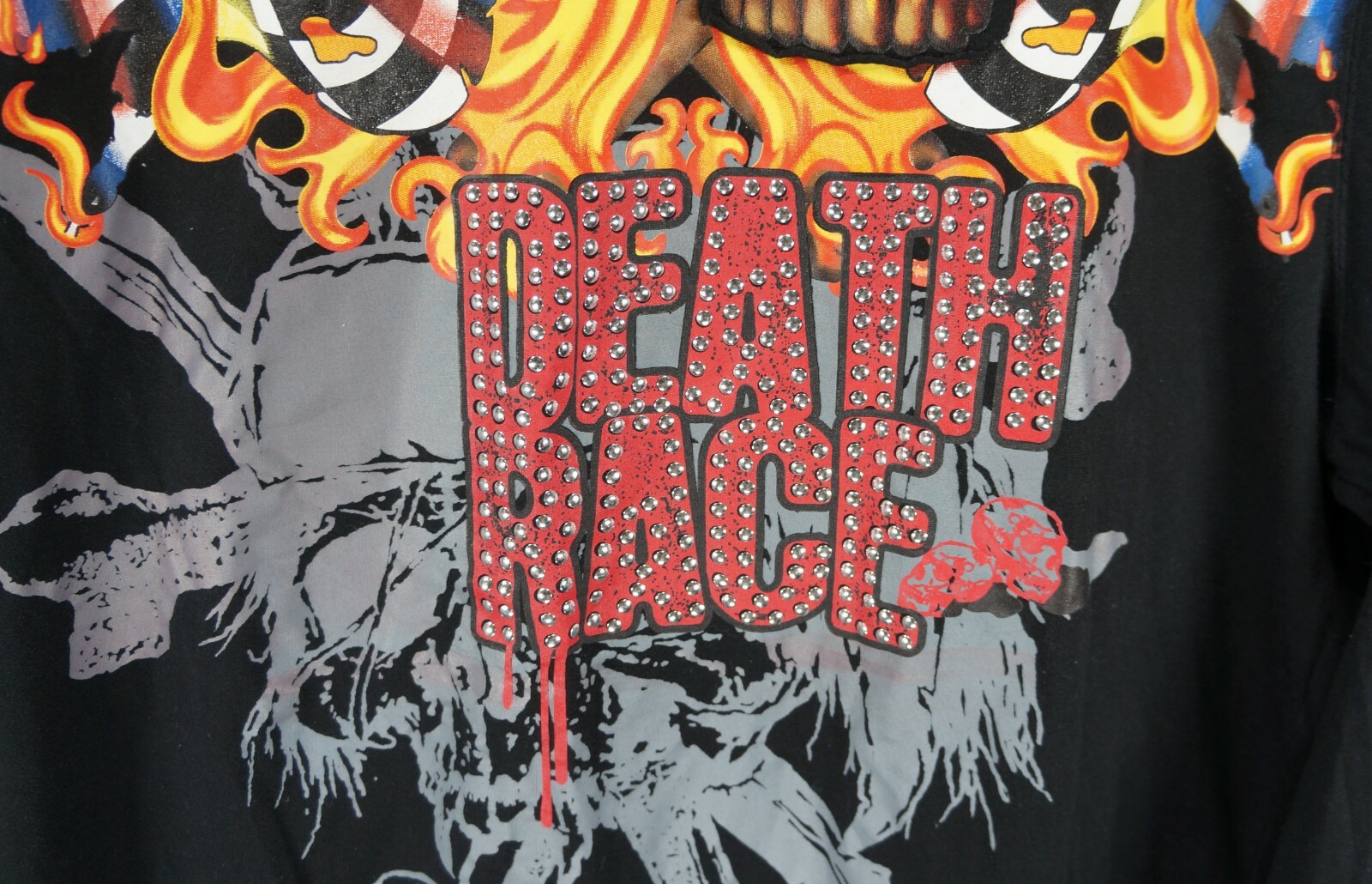 Request Men's Black 3XL Half Evil x 999 Death Race Skull & Flames gallery