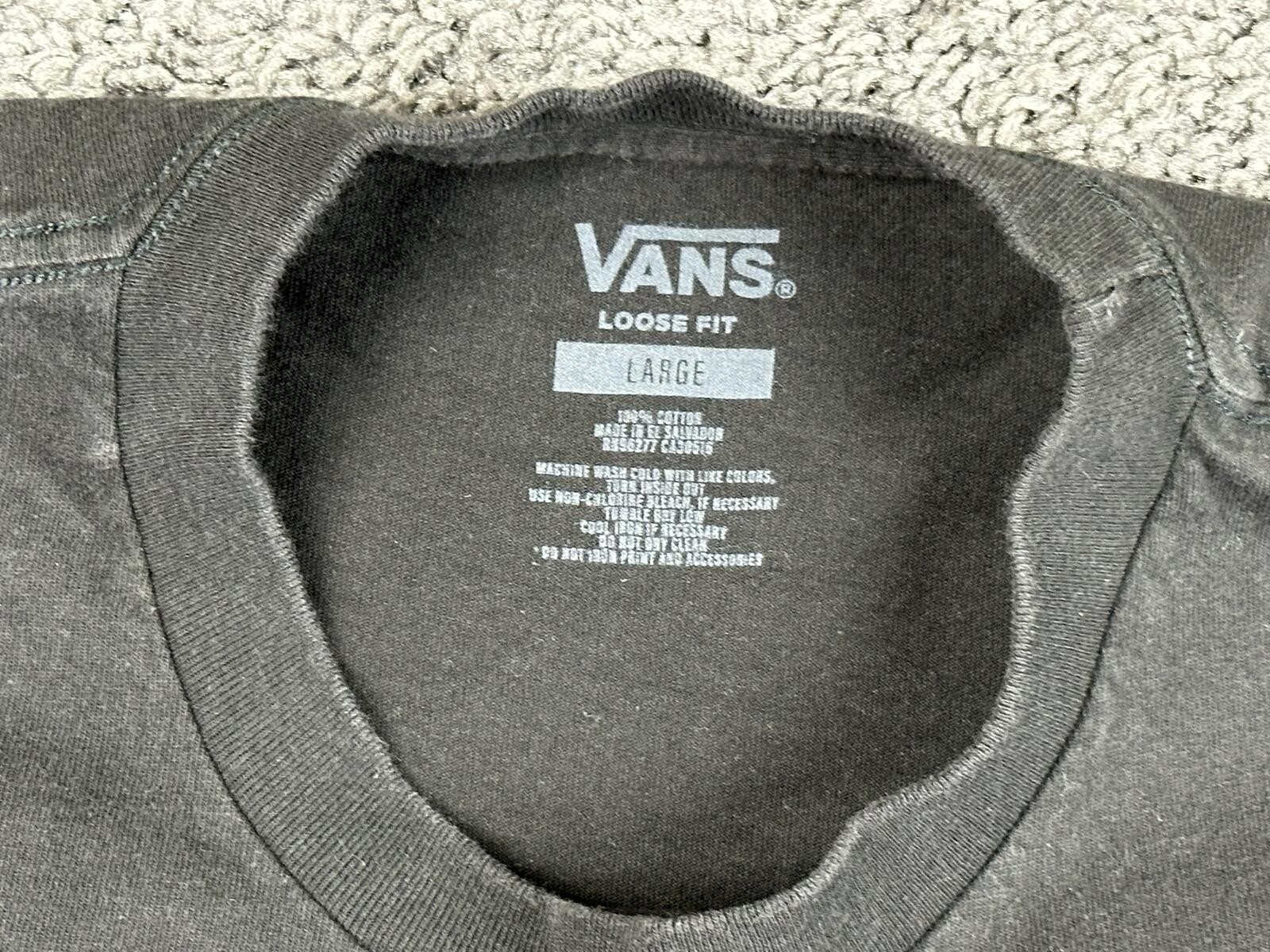 Vans Shirt Mens Black Loose Fit Crying Sunface Gothic Pink Graphic Skate Tee L gallery