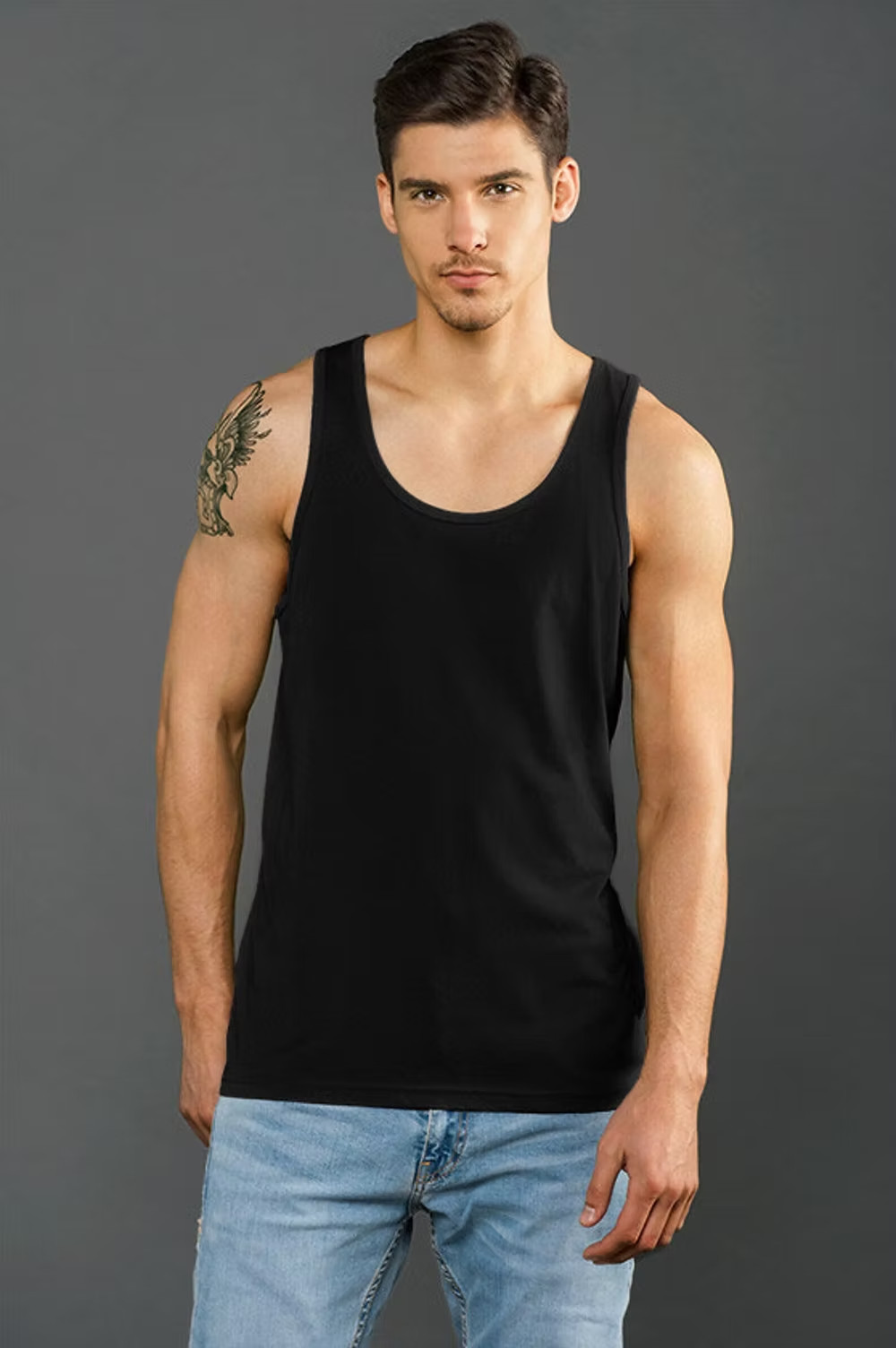Blanks+ Unisex Fine Jersey Tank, Black, White, XS-2XL, Eco-Hybrid Cotton Blend gallery