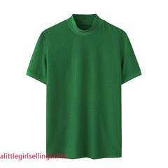 Mens Mock Turtleneck Pullover T-Shirt Knitted Sweater Slim Fit Short-Sleeve-Tee