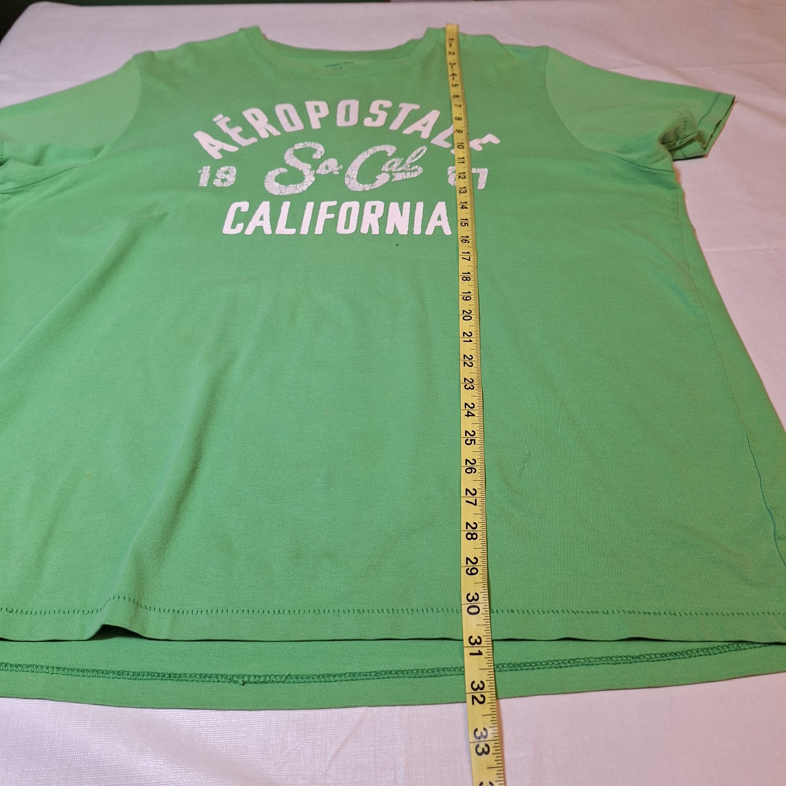 Aeropostale Lime Green White Spell Out Logo Graphic Tshirt Preppy Y2K Size XXL gallery