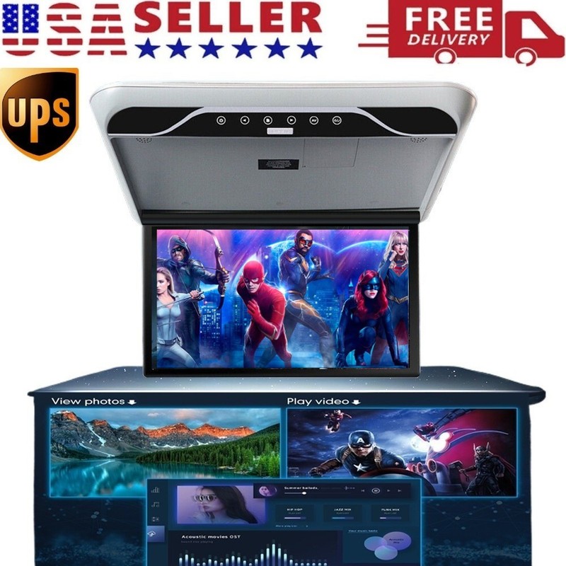19.5″ Flip Down Car Roof Monitor HD TFT 1080P Screen USB HDMI Ceiling Overhead