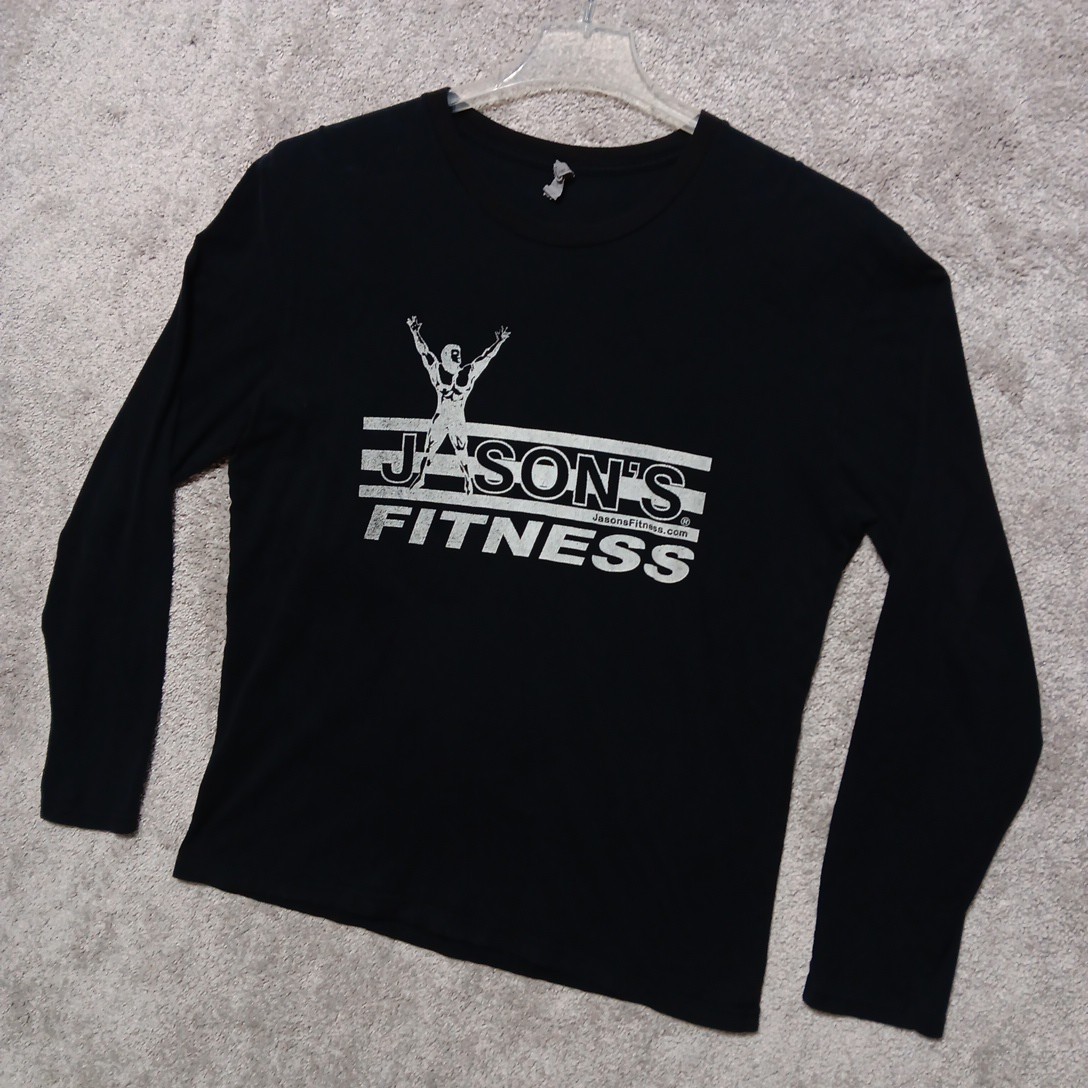 Jason's Fitness T Shirt Mens Large Black Weight Gym Workout Active Mobile Al gallery