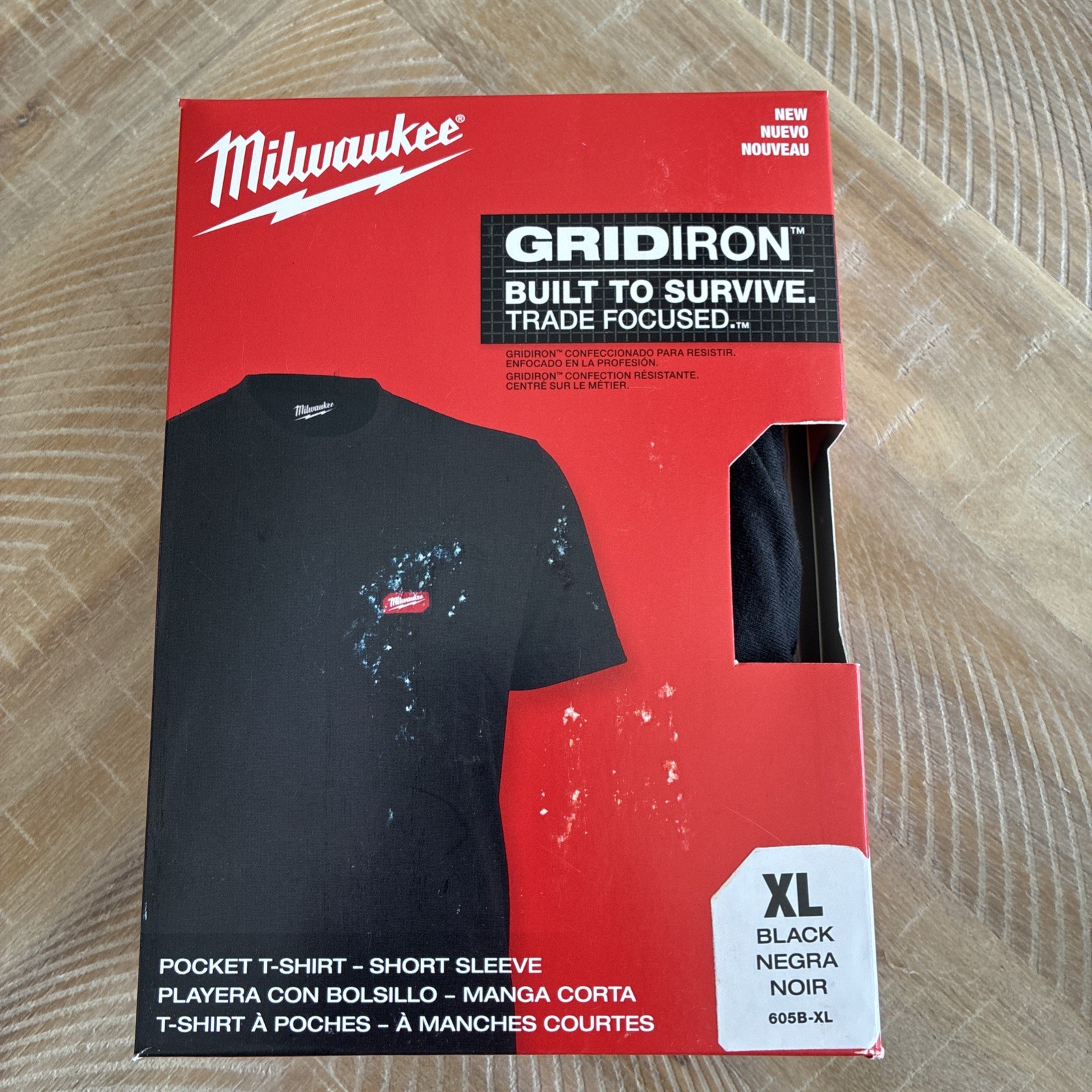 Milwaukee X-Large Black GRIDIRON Cotton/Polyester Short-Sleeve Pocket T-Shirt
